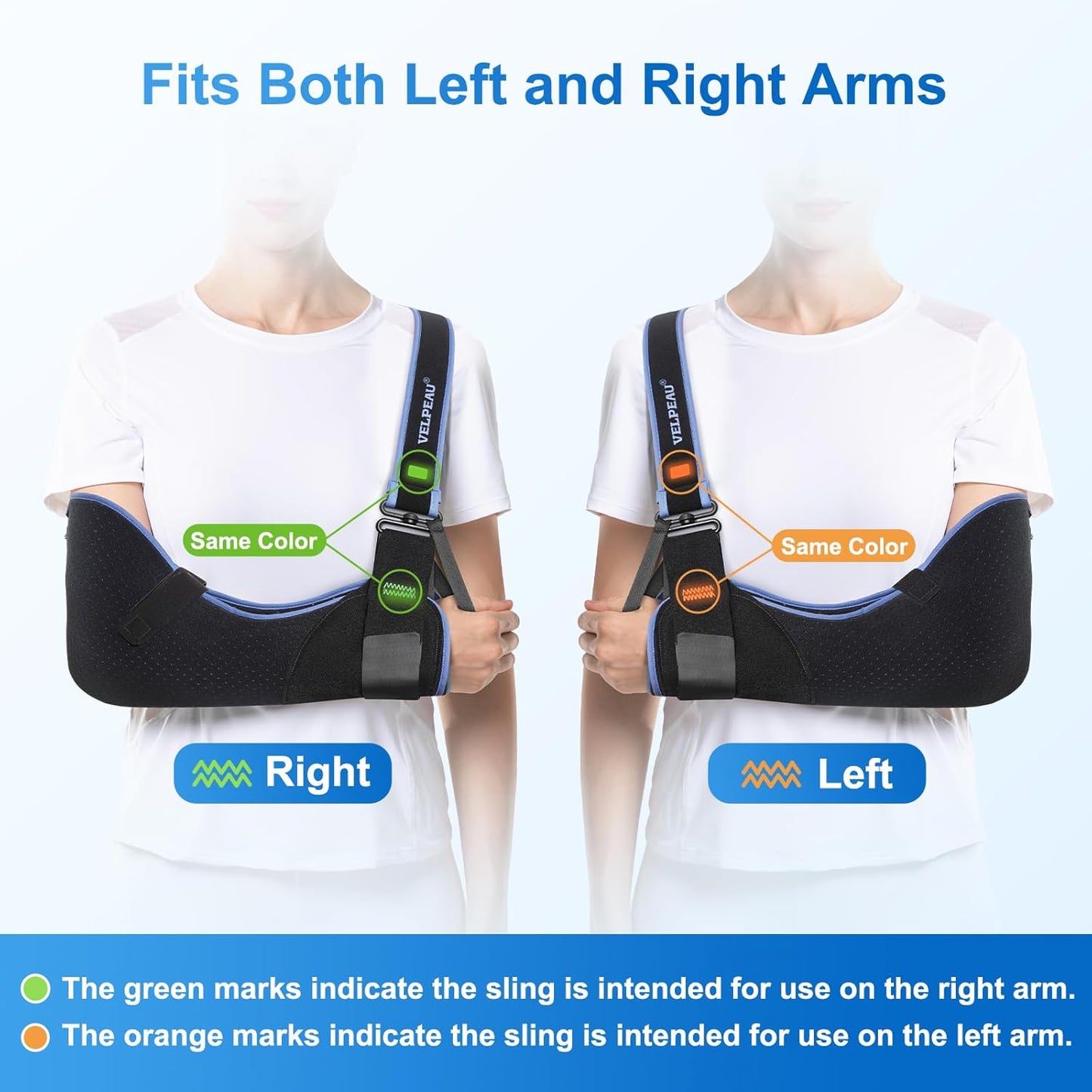 Velpeau Arm Sling Shoulder Immobilizer for Women and Men, Left or Right Arm Support