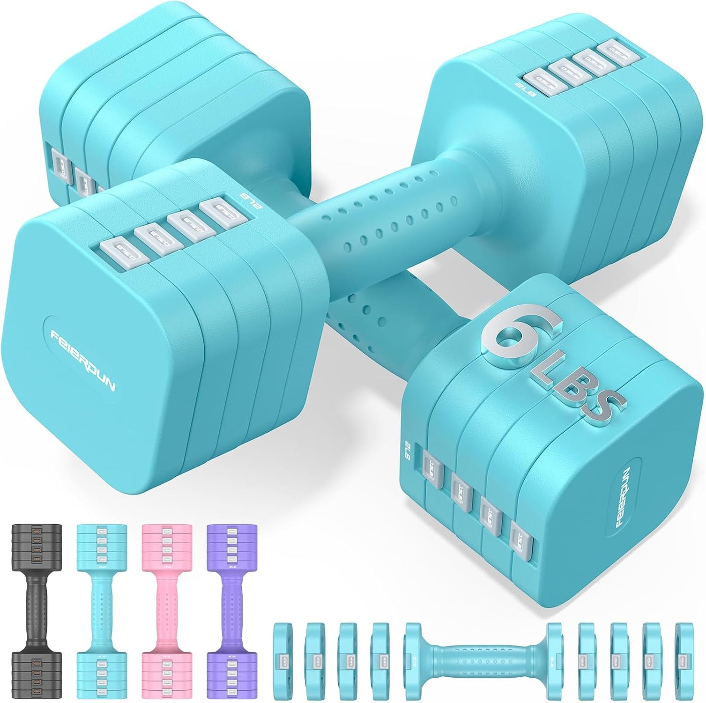 FEIERDUN DB3 5-in-1 Adjustable Dumbbell Set of 2 for Women and Men