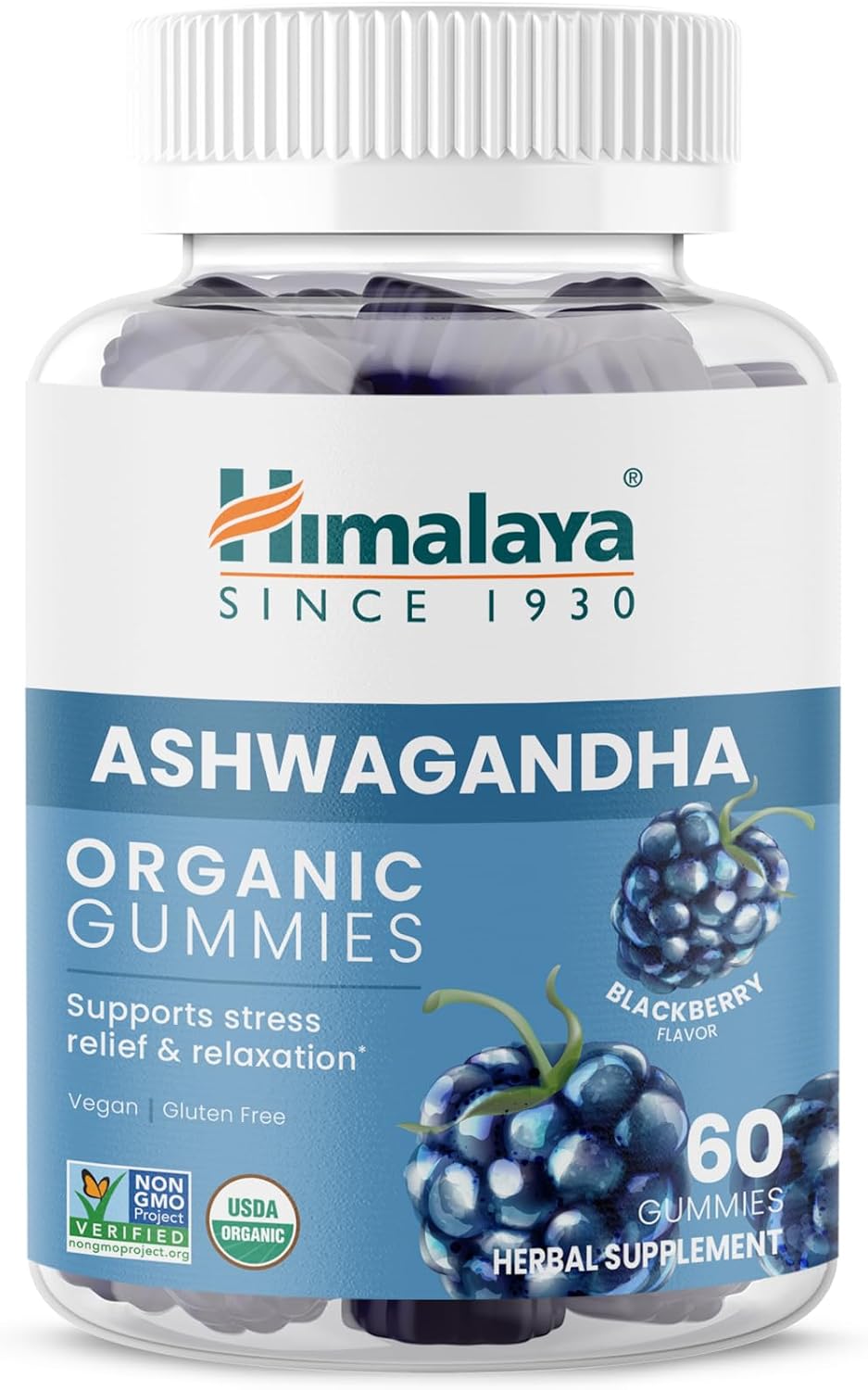 Himalaya Organic Ashwagandha Root, 2 Month Supply - Herbal Adrenal Support Supplements for Stress Relief and Energy Support - USDA Organic, Non-GMO, Vegan, Gluten Free, 670 mg, 60 Caplets