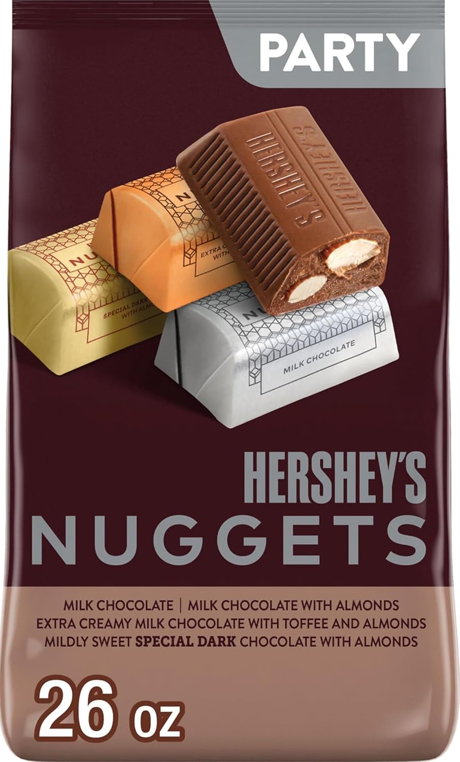 HERSHEY'S NUGGETS Assorted Chocolate Candy Party Pack, 26 oz