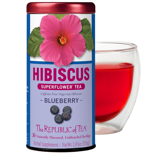 Hibiscus Blueberry Superflower Herbal Tea 36 Tea Bag Tin