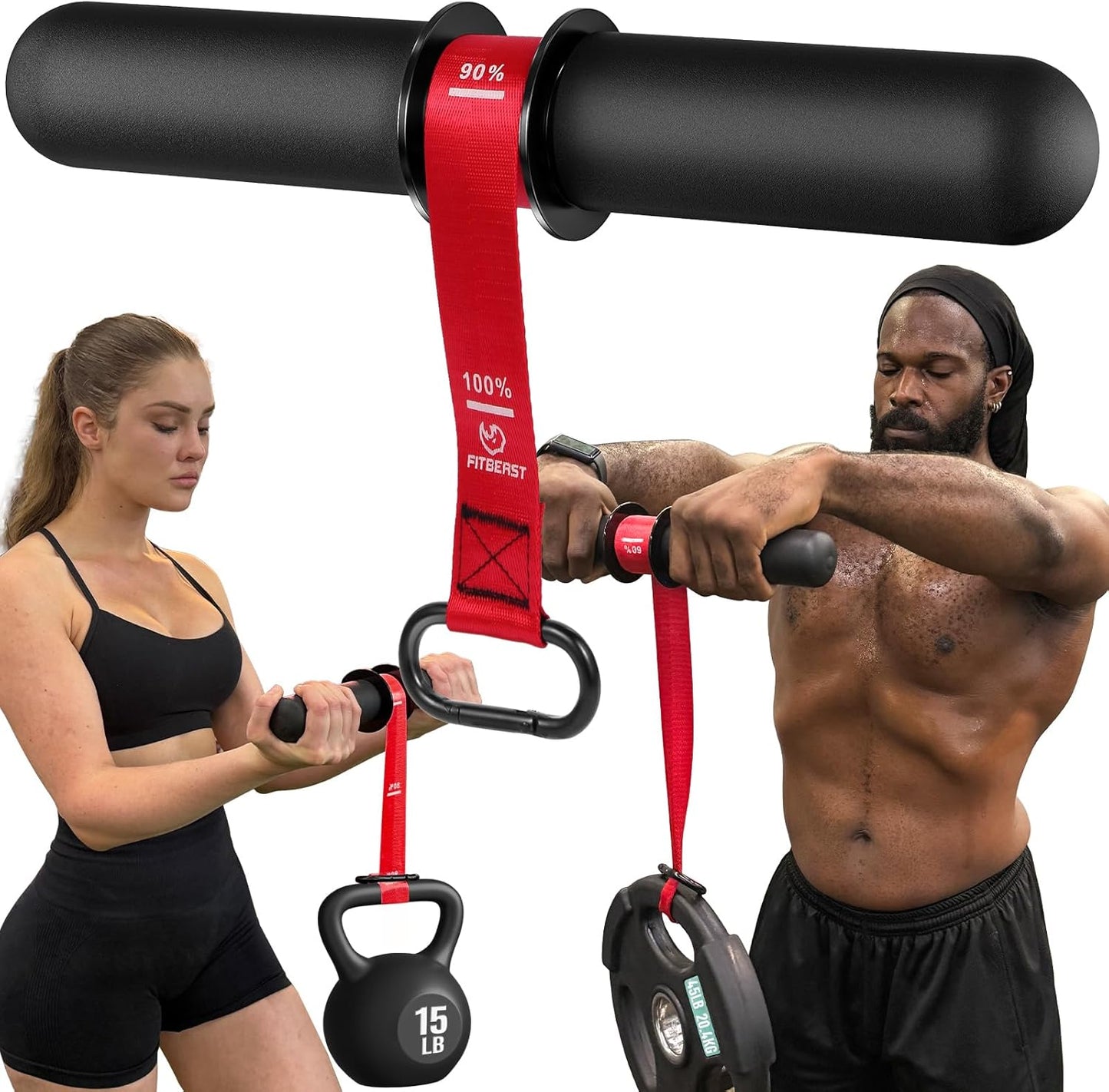 FitBeast Forearm Strengthener & Wrist Roller - Grip Strength, Muscle Building, Rehab