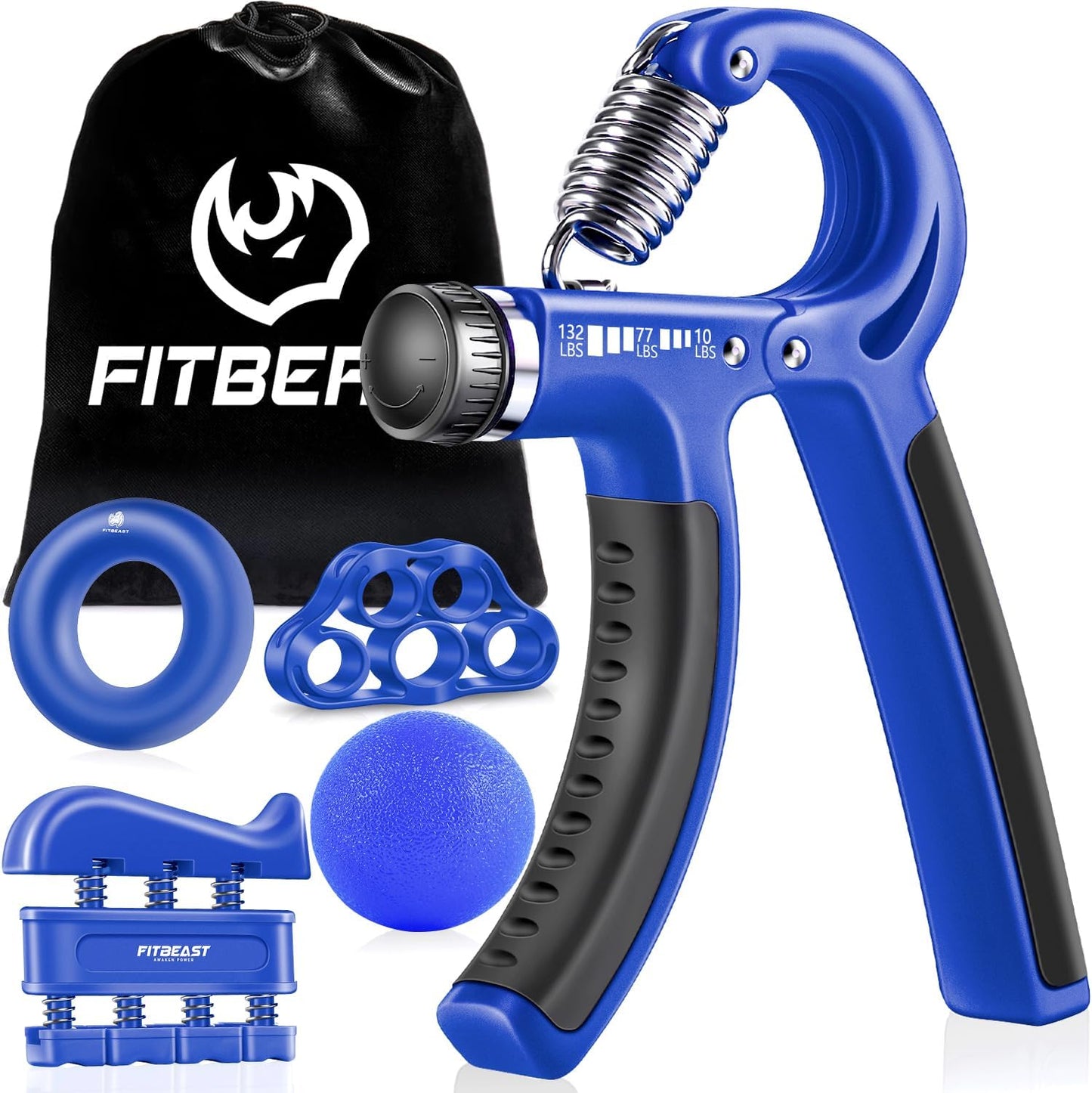 FitBeast Grip Strengthener Kit - 5 Adjustable Resistance Hand Grips for Forearm Workout