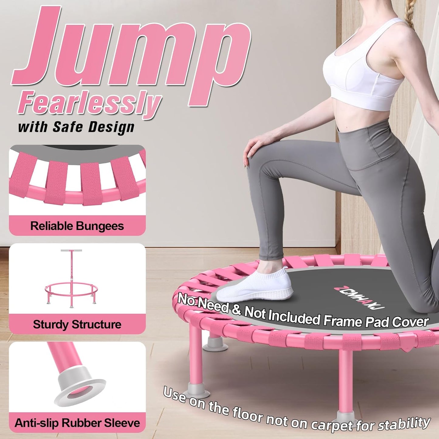 ZCMHAXJ 40" Foldable Mini Trampoline, 450lbs Capacity