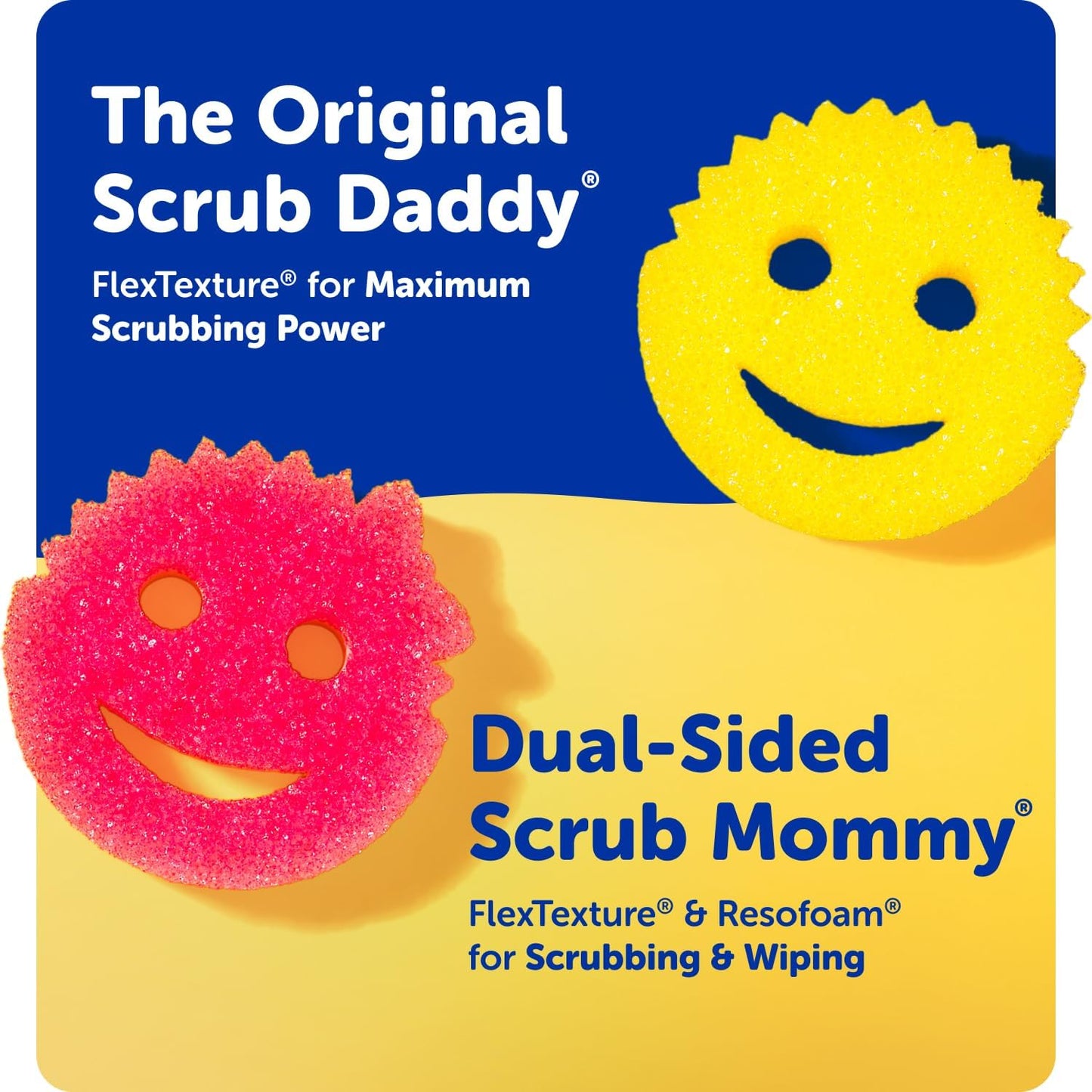 Scrub Daddy Original (4) + Scrub Mommy Kitchen Sponges (4) - Scratch-Free Dish Scrubber - Multipurpose Kitchen Cleaning Sponges - BPA Free Polymer Foam - Stain & Odor Resistant (8 Pack)