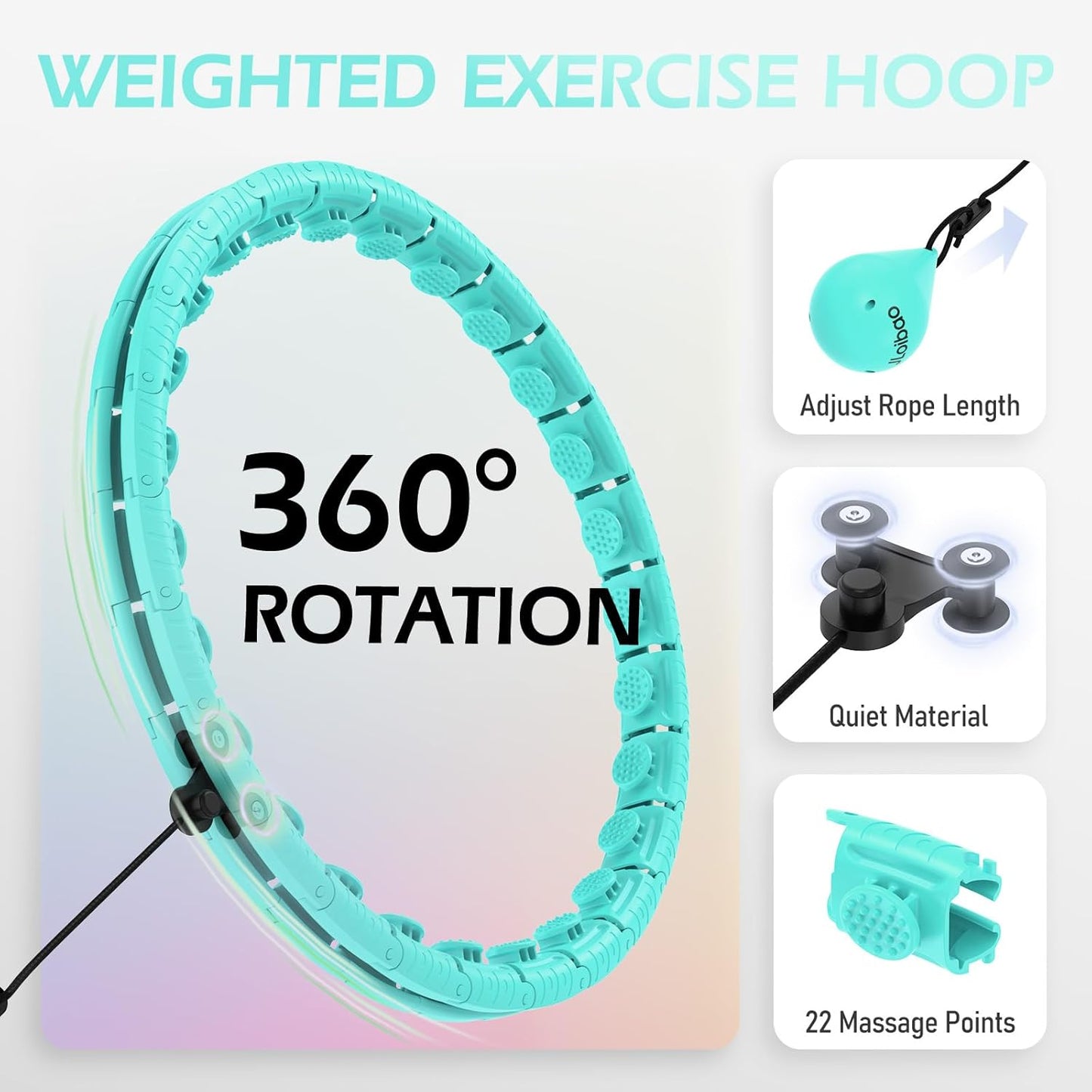 JLoibao Weighted Hula Hoop, 56-66 Inch, for Adults Weight Loss