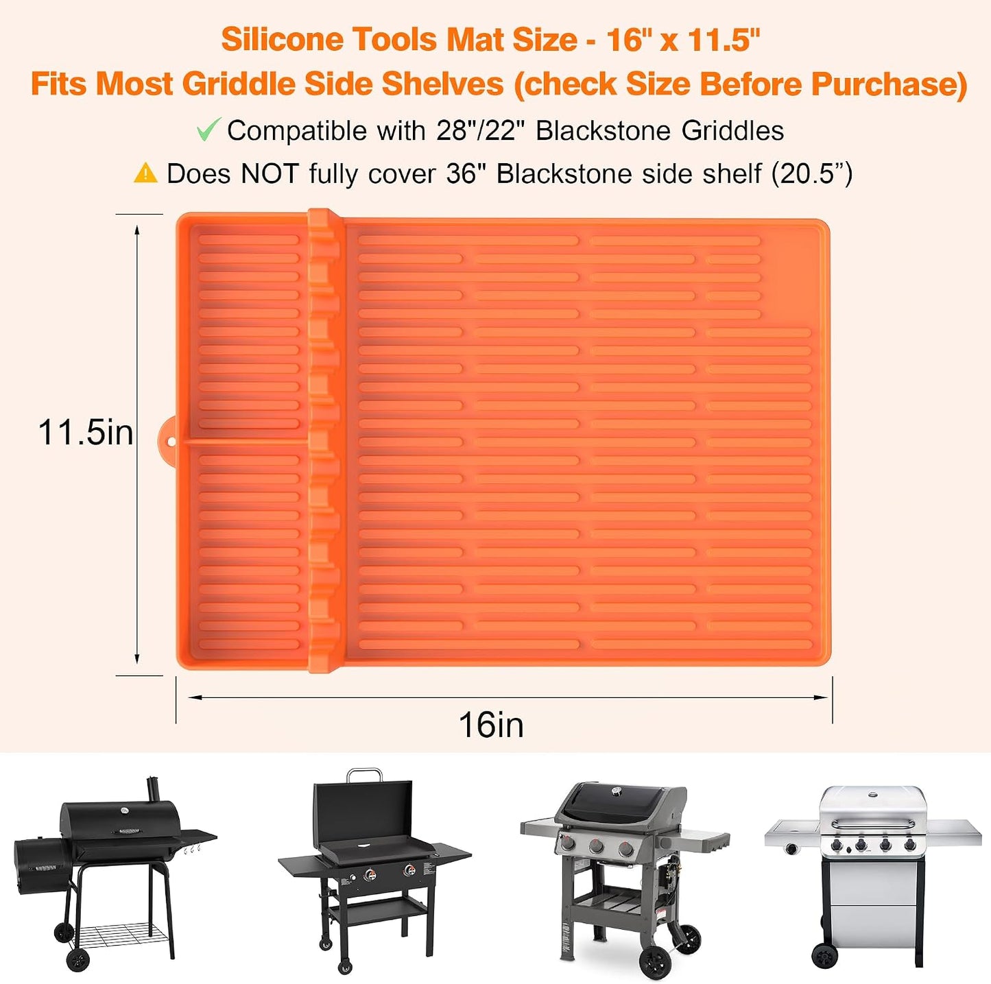 Silicone Griddle Tools Mat for Blackstone - Large Silicone Spatula Mat with Drip Pad - Griddle Mats BBQ Grill Accessories - Blackstone Griddles Accessories, Gifts for Men(Orange)
