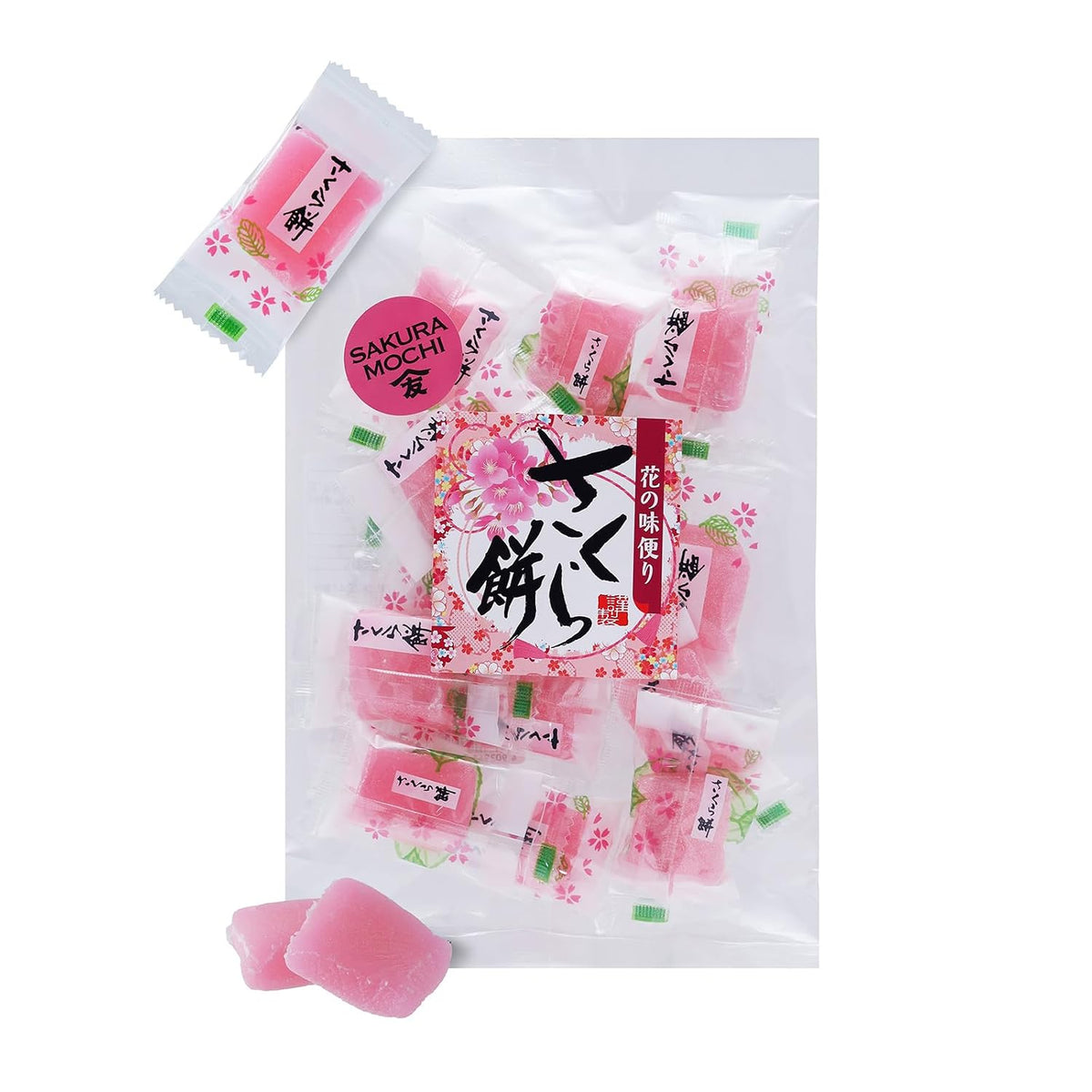 Traditional Japanese Sakura Mochi Candy, Cherry Blossom Rice Cakes, Soft & Chewy, Individually Wrapped