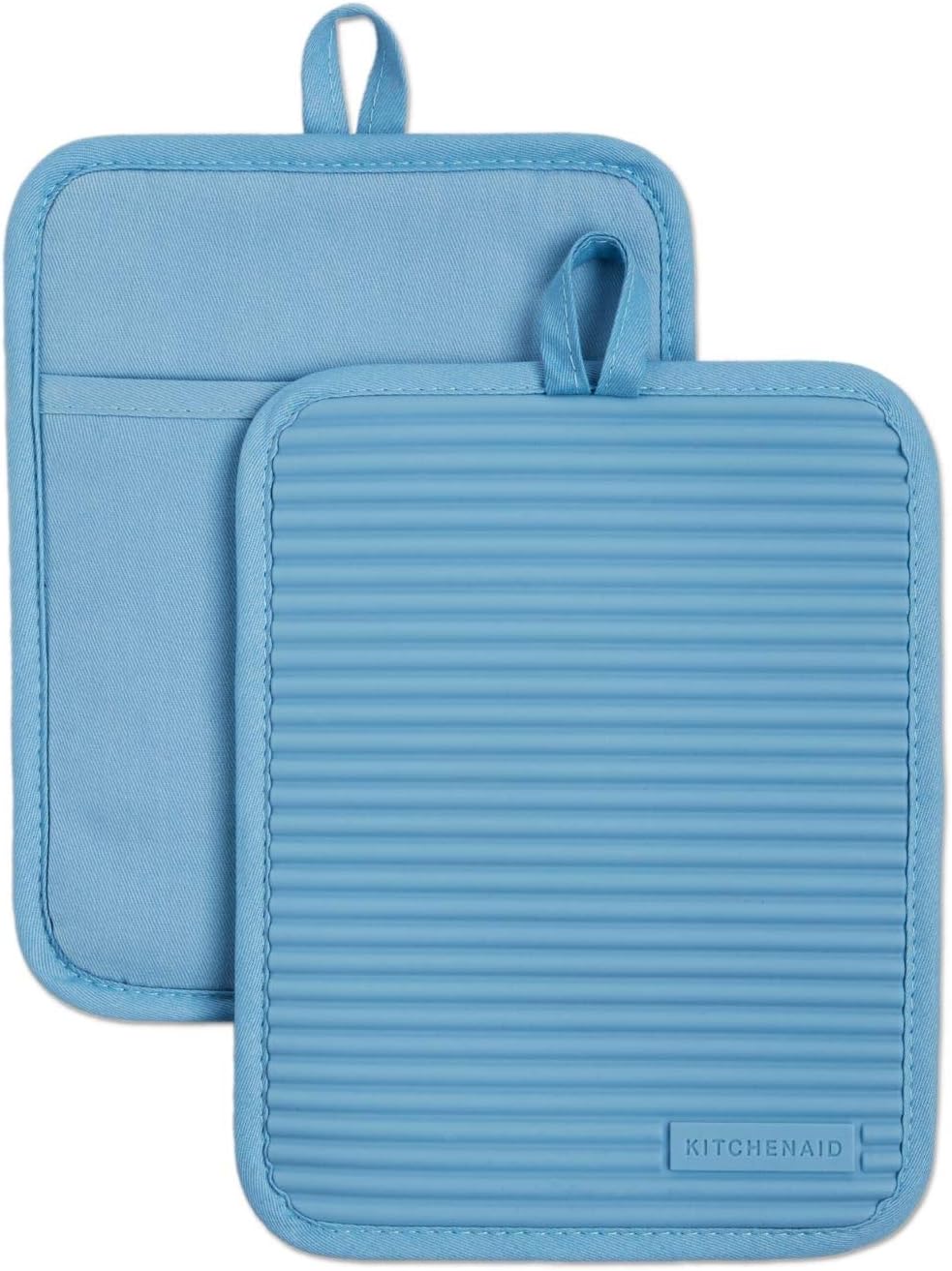 KitchenAid Ribbed Soft Silicone Pot Holder 2-Pack Set, Milkshake Tan, 7"x9"