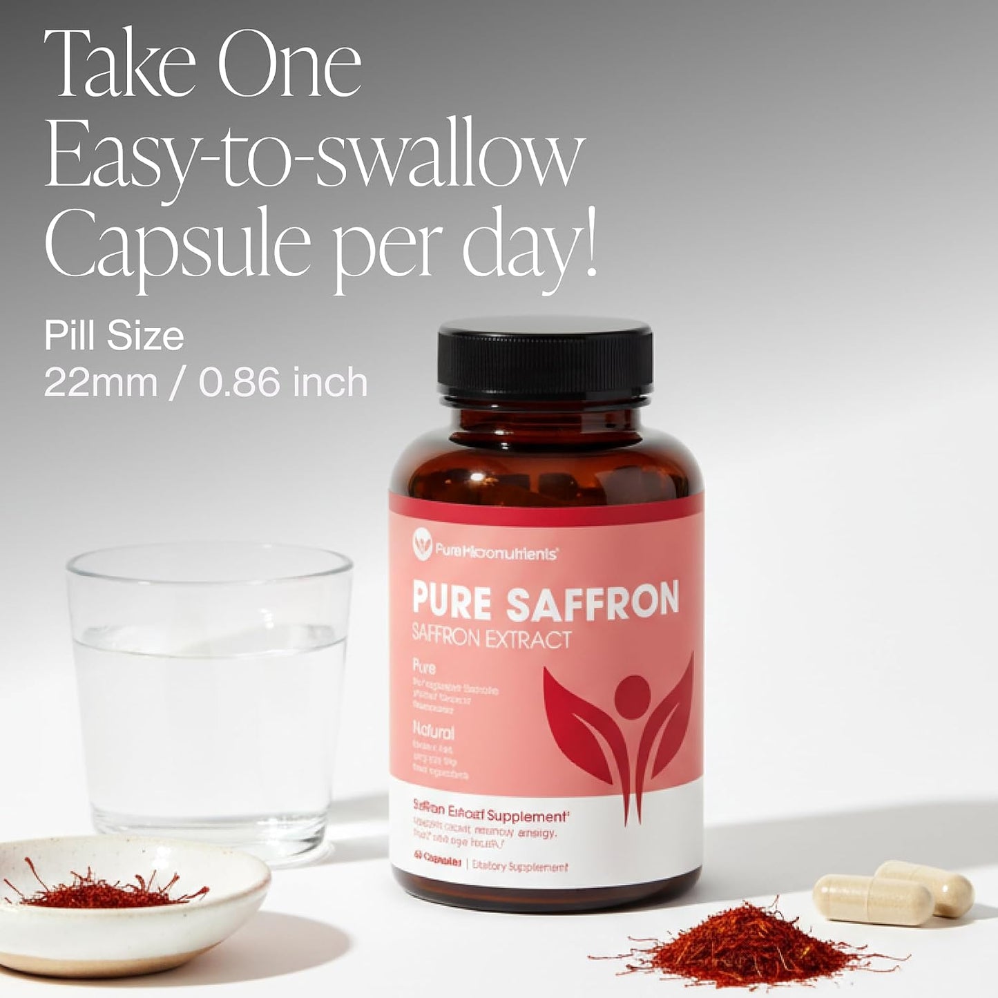 Saffron Supplements - 100% Pure Saffron Extract Capsules - Boost Energy & Mood, Support Eye & Heart Health