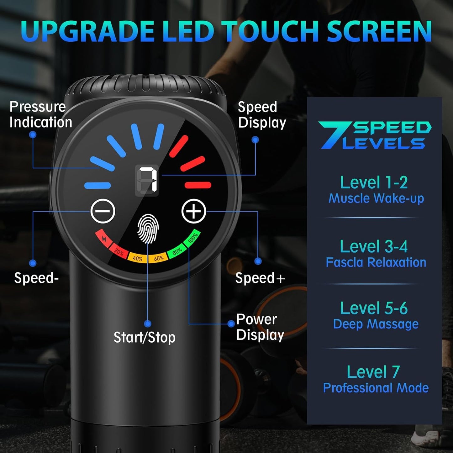 TOLOCO Massage Gun, Deep Tissue Back Massage, 10 Heads, Quiet Motor