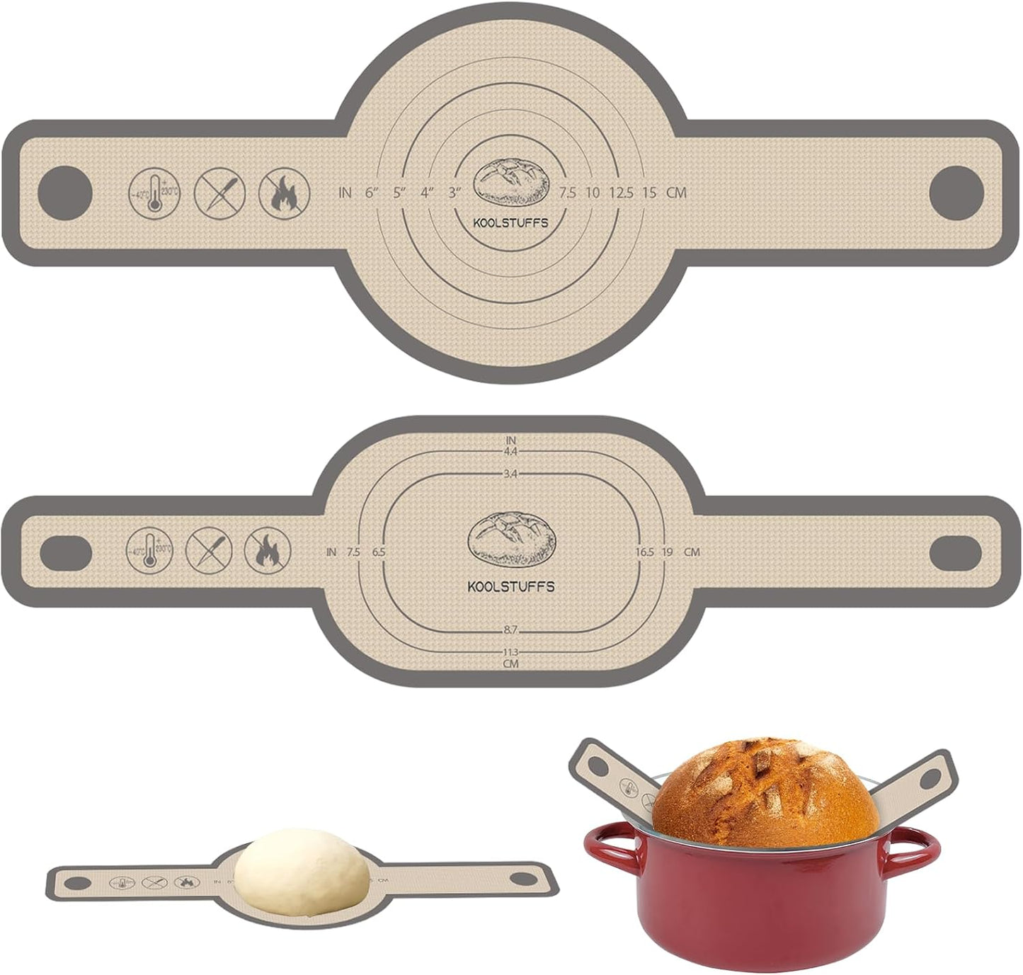 Koolstuffs Silicone Bread Sling for Dutch Oven, Nonstick ＆ Reusable, 2 Pack | Non-Stick & Easy Clean, Reusable Sourdough Mat, Sourdough Bread Baking Supplies, Tools & Accessories