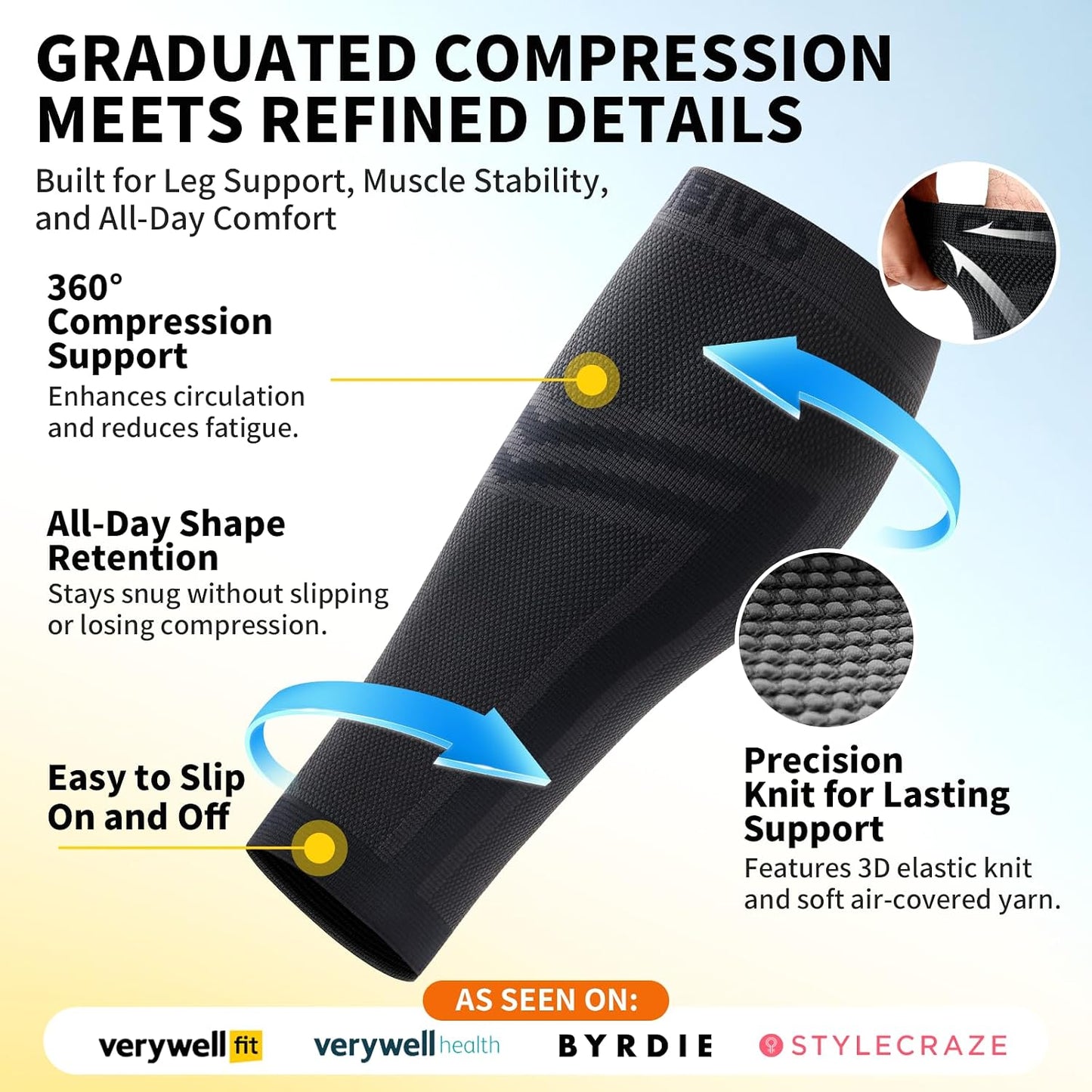 CAMBIVO Calf Compression Sleeve for Men and Women, Shin Splint Support and Varicose Vein Treatment