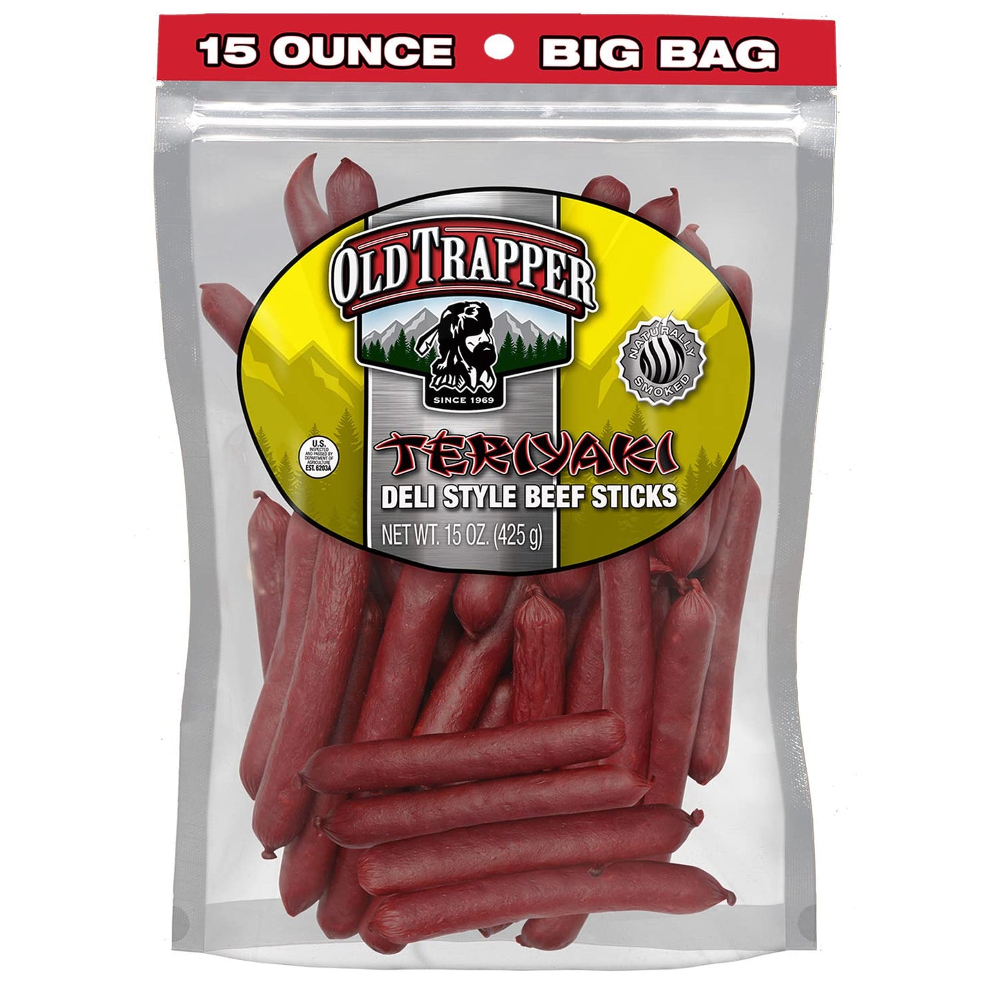Old Trapper Original Deli-Style Beef Sticks, 15-Ounce Package, Perfect for On-the-Go Snacking