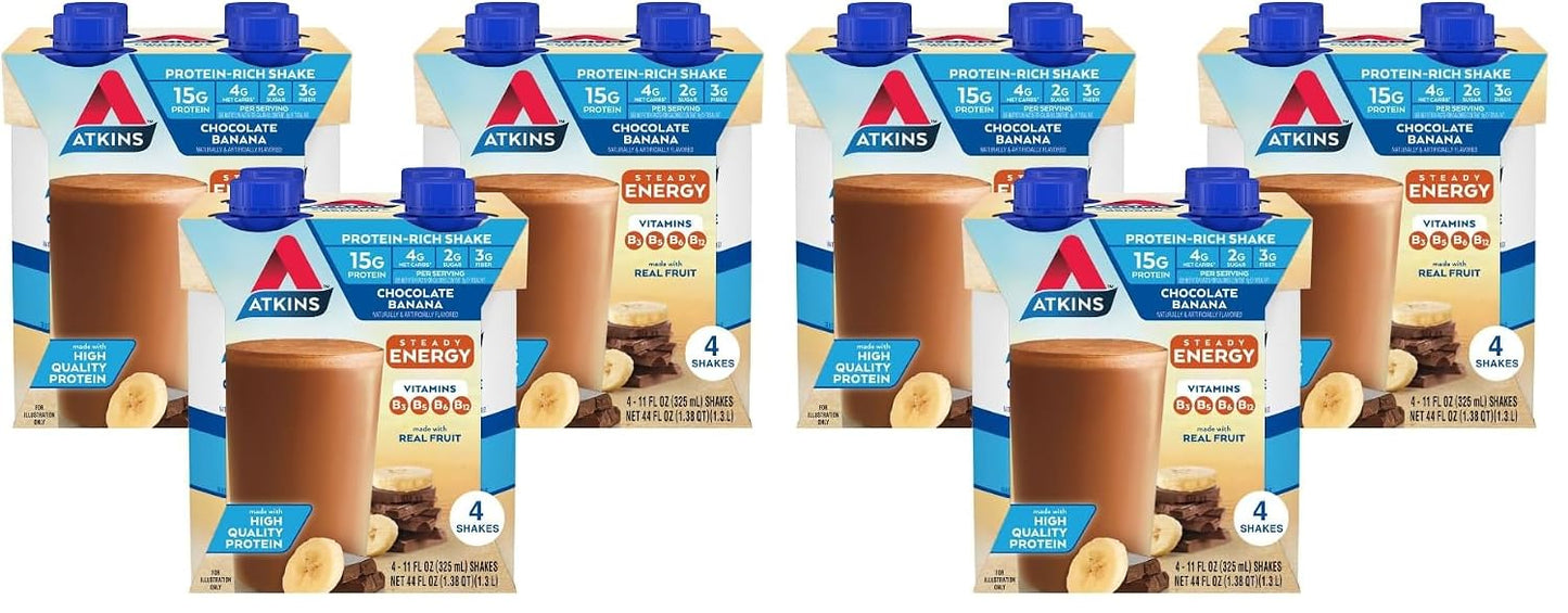 Atkins Dark Chocolate Royale Protein Shake, High Protein Shakes, Low Glycemic, Low Carb and Low Sugar Chocolate Flavored Protein Shakes, Keto Friendly, 12 Count