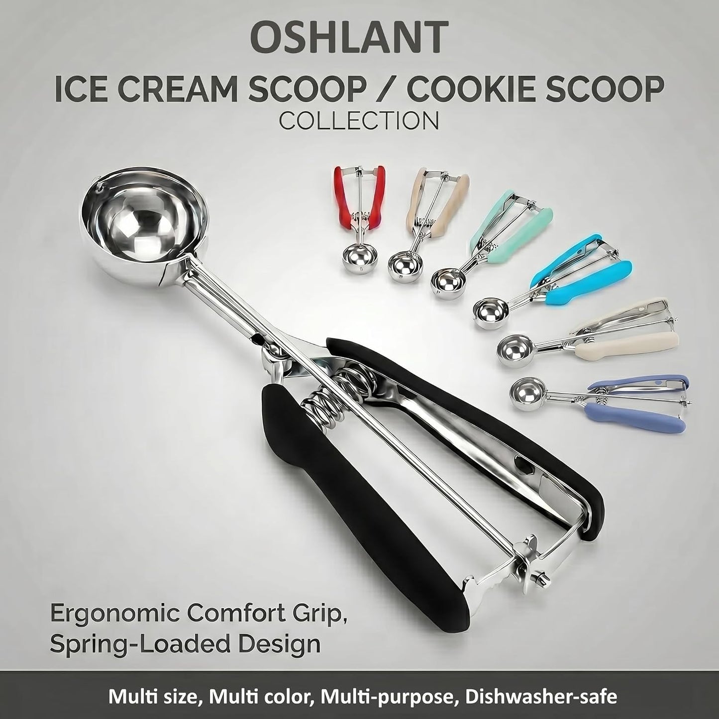 Ice Cream Scoop, 18/8 Stainless Steel Cookie Scoop, Cookie Scoops for Baking, 2 Tbsp/ 30 ml/ 1 oz Cookie Dough Scoop, Ice Cream Scooper with Trigger Release, Cookie Scooper for Baking