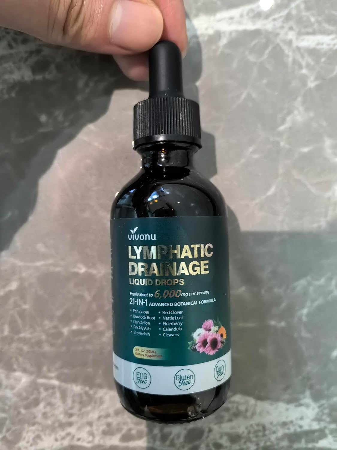 21-in-1 Lymphatic Drainage Drops for Immune System Support with Echinacea and Turmeric 2 FL OZ