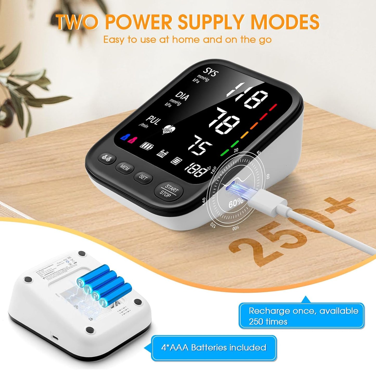 Invaxe Automatic Upper Arm Blood Pressure Monitor with Large Cuff and Backlit Screen