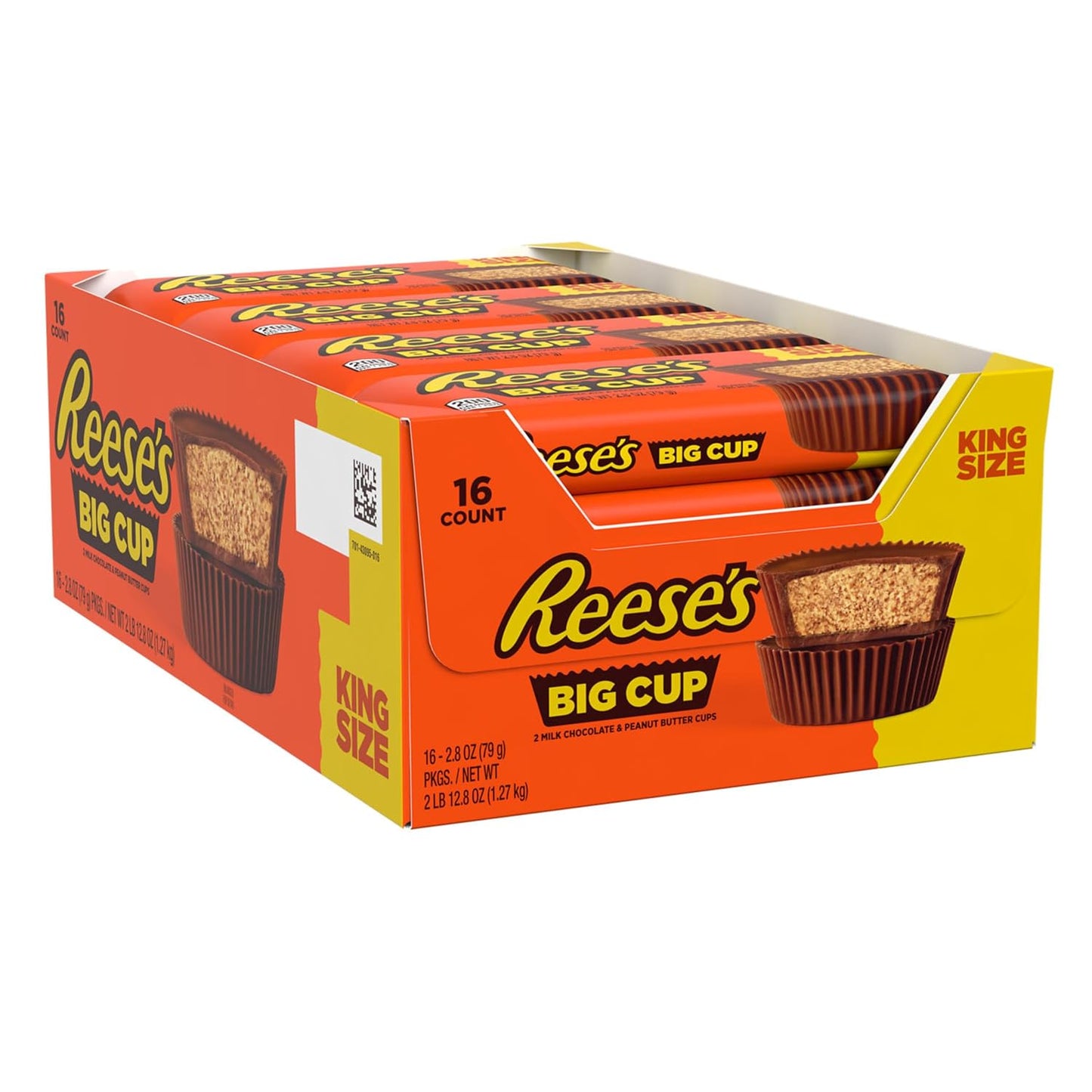 REESE'S Big Cup Milk Chocolate King Size Peanut Butter Cups, Candy Packs, 2.8 oz (16 Count)