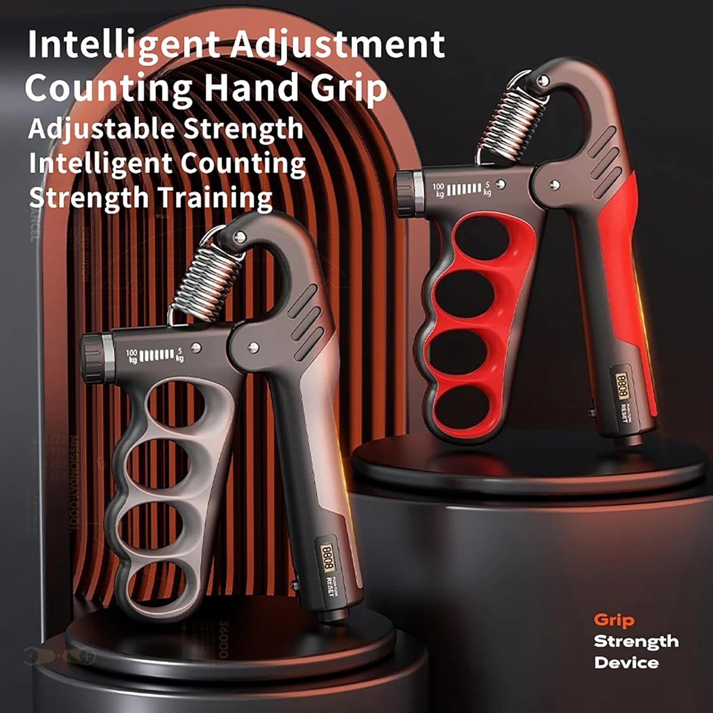 Grip Strength Trainer with Adjustable Resistance 5-100KG and Automatic Counter