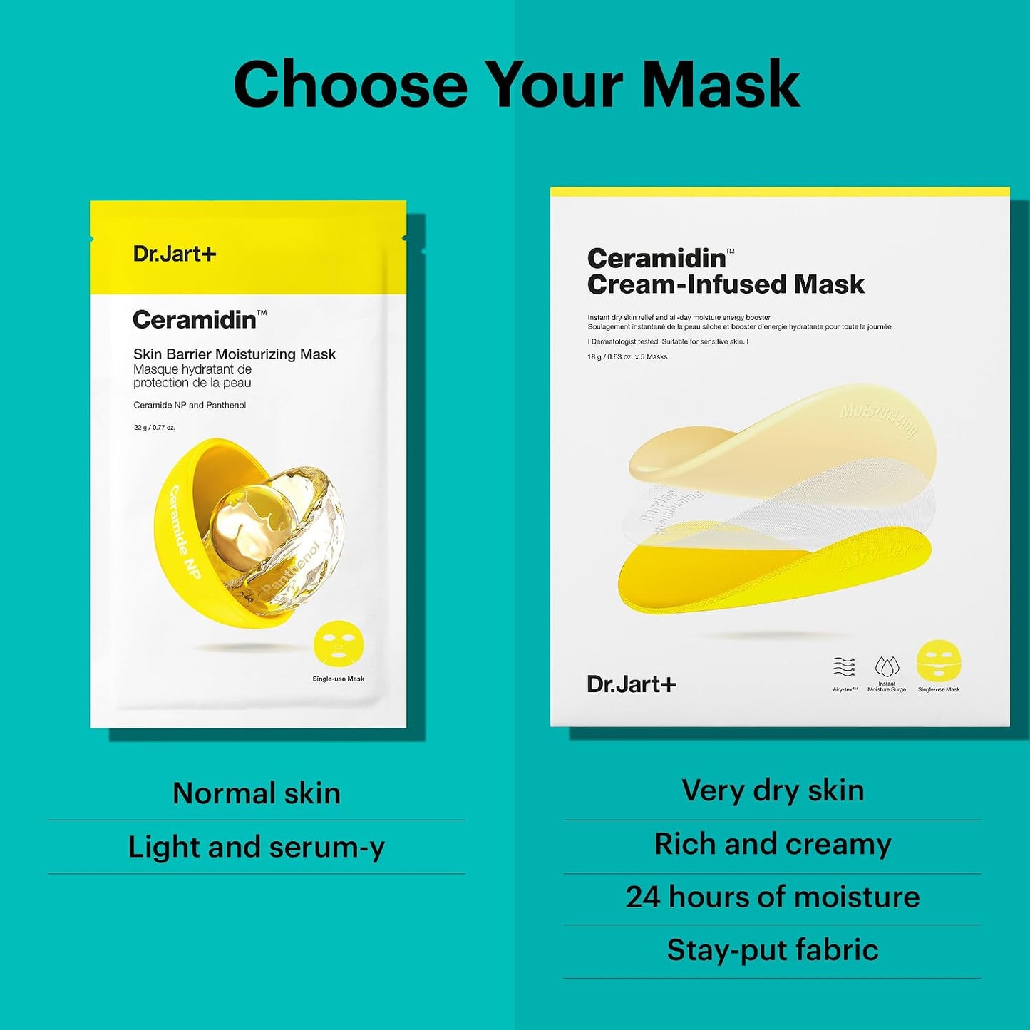 Dr.Jart+ Ceramidin Skin Barrier Moisturizing Korean Face Mask Sheet Mask