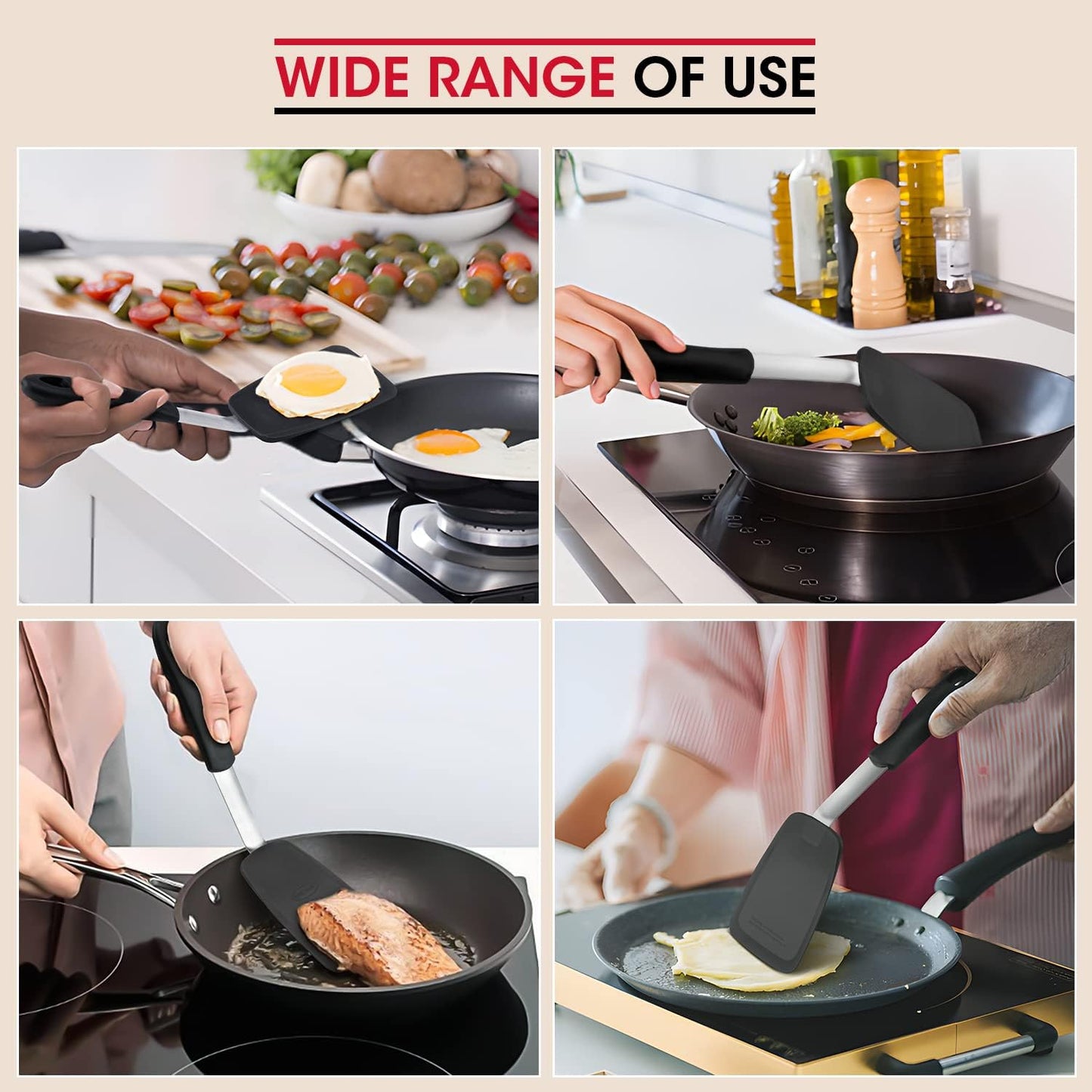 Unicook 2 Pieces Flexible Silicone Spatula Set for Kitchen Use, Food Grade | Flexible and Heat Resistant Head, Sturdy Construction, Non-Stick Safe, Non-slip Grip, Easy Care, Versatile Cooking Tasks