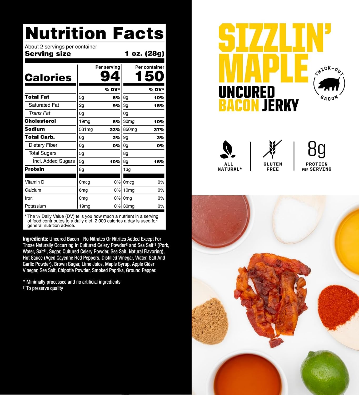 Savage Bacon Jerky Variety Pack, 4 Count, Gluten Free, High Protein, Low Calorie