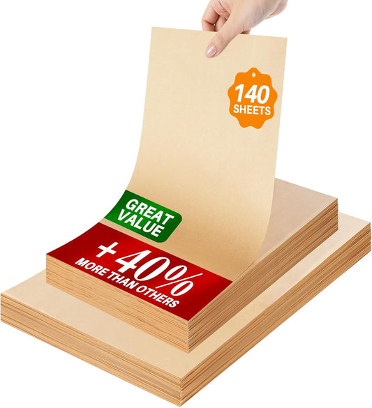 140 Parchment Paper Sheets 9x13 Inch | Precut Unbleached Baking Paper Sheets for Oven, Air Fryer, Cookies, Bread, Pizza | Non-Stick, Greaseproof Liners | Natural Brown Parchment for Baking