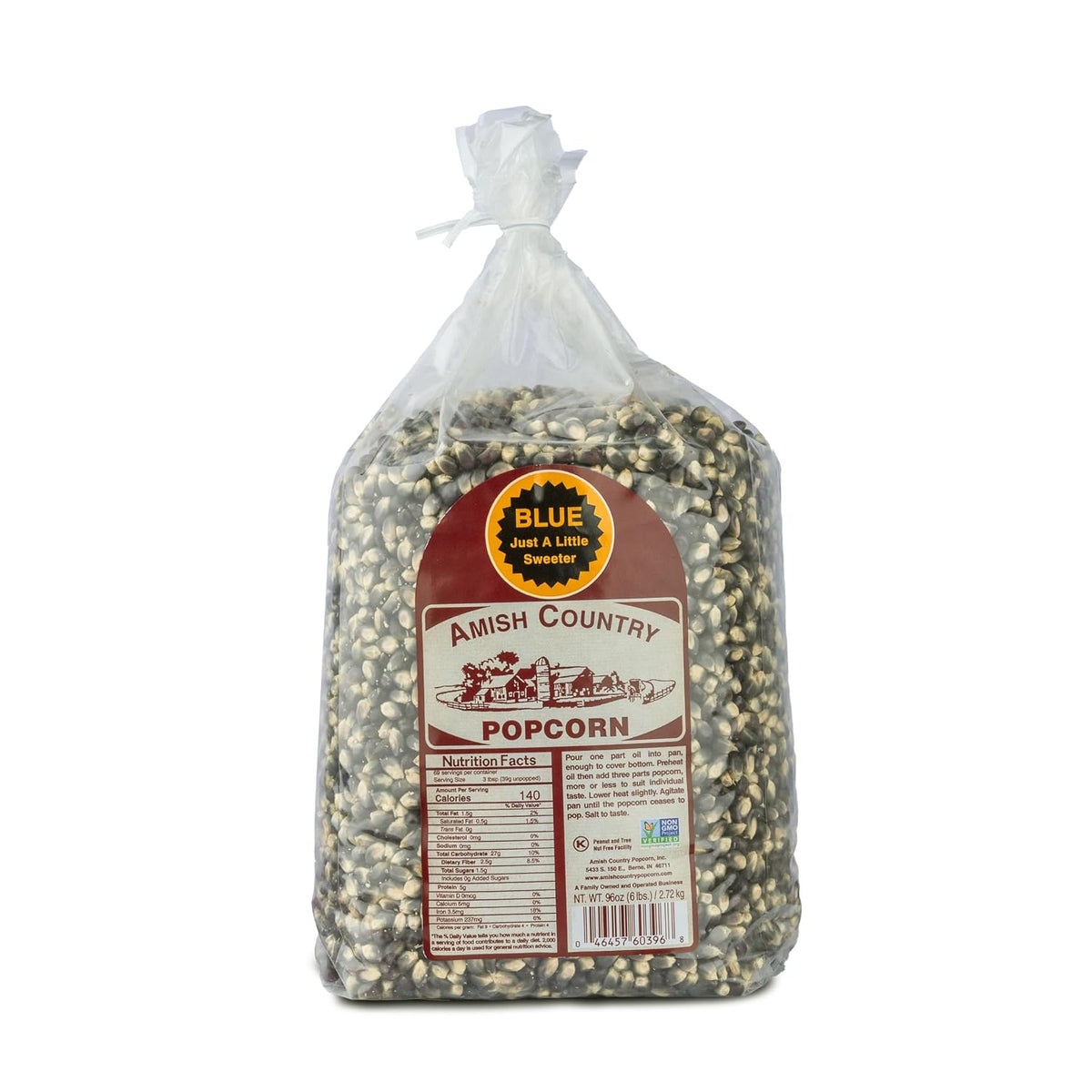 Blue Popcorn Kernels from Amish Country, 6 Pound Bag, Non-GMO and Gluten Free