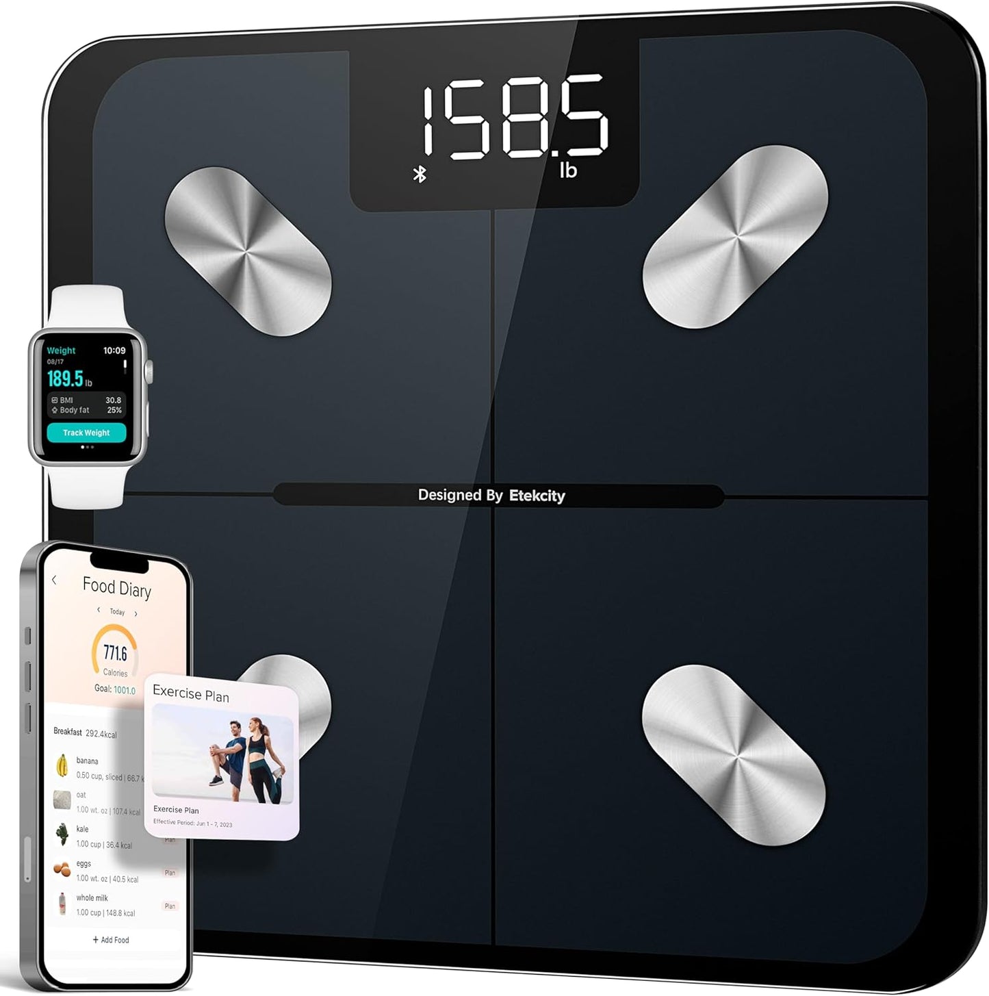 Etekcity Smart Scale for Body Weight, Bluetooth, BMI, Muscle Mass