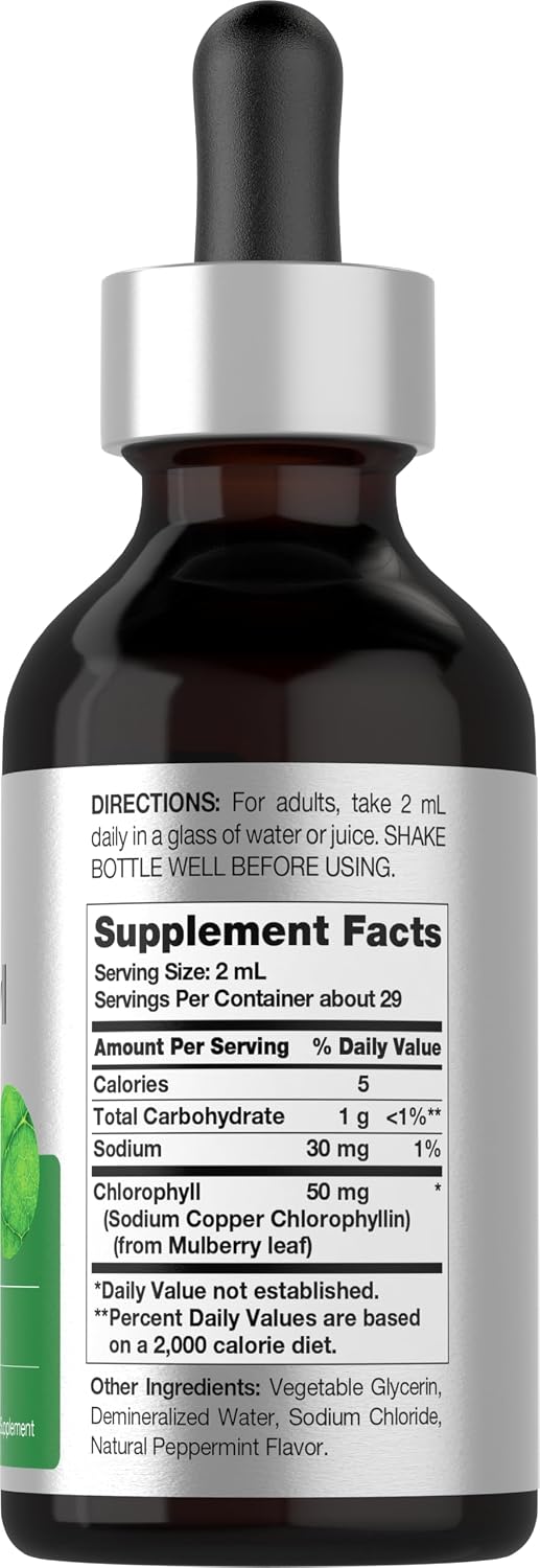 Horbäach Liquid Chlorophyll Drops | 2 fl oz | Natural Peppermint Flavor | Vegan, Non-GMO & Gluten Free Formula