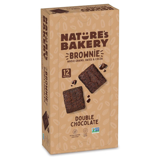 Nature's Bakery Double Chocolate Brownie Bars, Whole Grains, Dates, and Cocoa, Plant Based, Dairy-Free Snack Bars