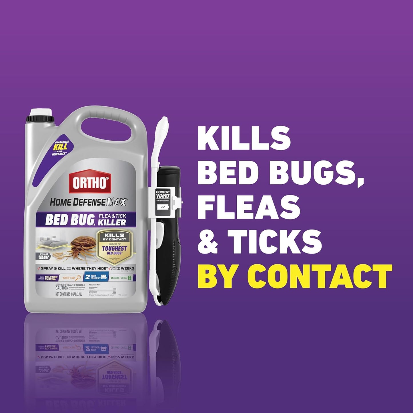 Ortho Home Defense Max Bed Bug, Flea and Tick Killer with Comfort Wand, Bed Bug Spray, Kills Bed Bug Eggs, Fleas and Ticks, 1 gal.