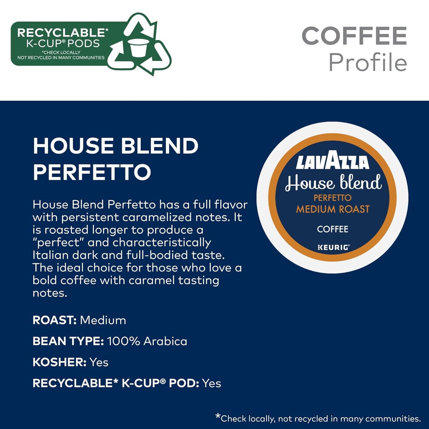 Lavazza House Blend Perfetto Single-Serve Keurig K-Cup Pods Medium Roast Coffee 88-Count Box