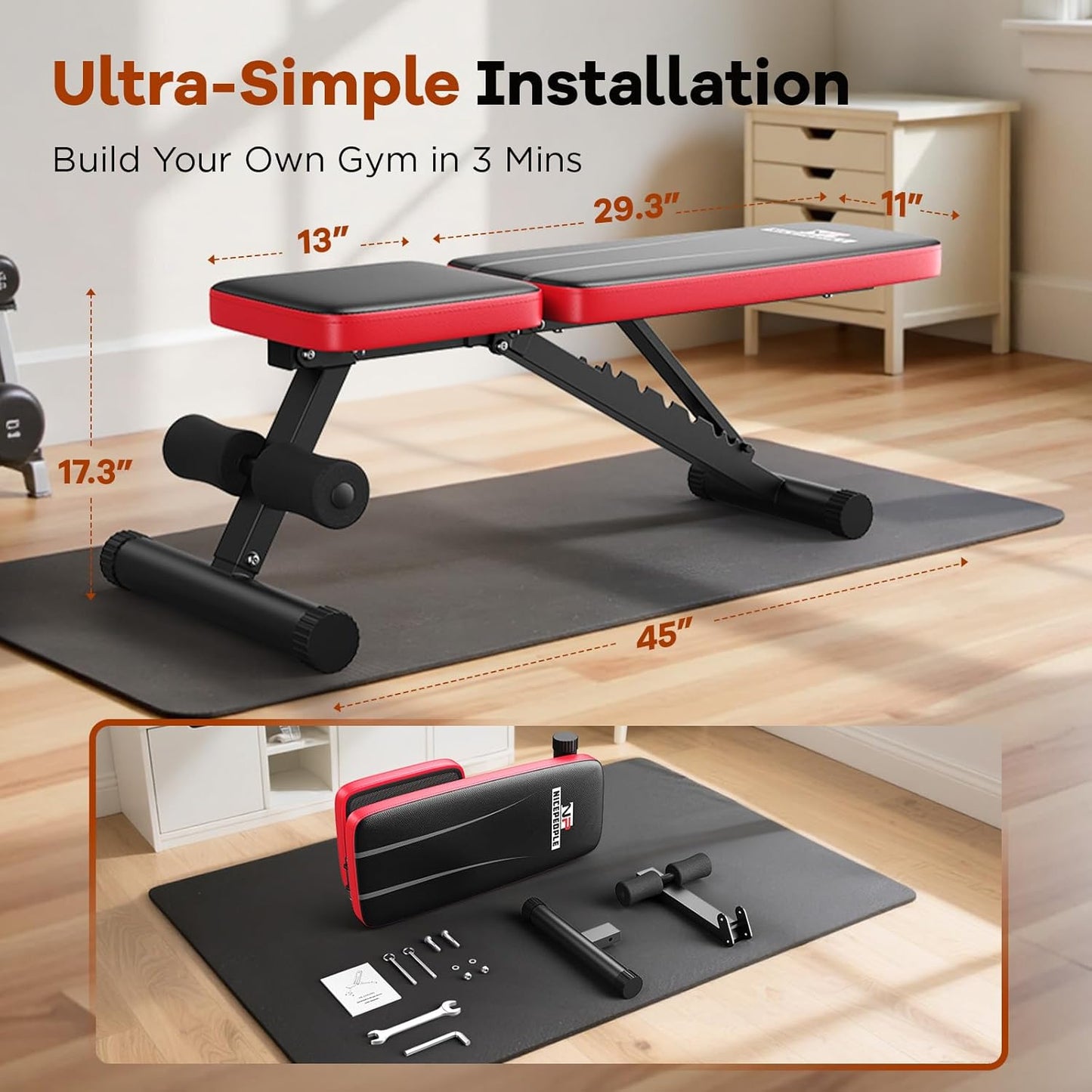 NICEPEOPLE Adjustable Weight Bench for Home Gym, 660LBS Capacity