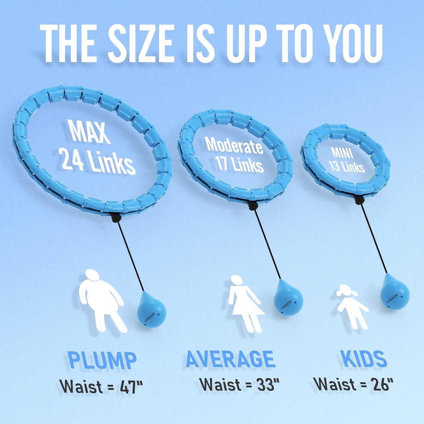 Weighted Hula Hoop for Adults - 47" Fitness Hoop with 24 Detachable Links for Weight Loss