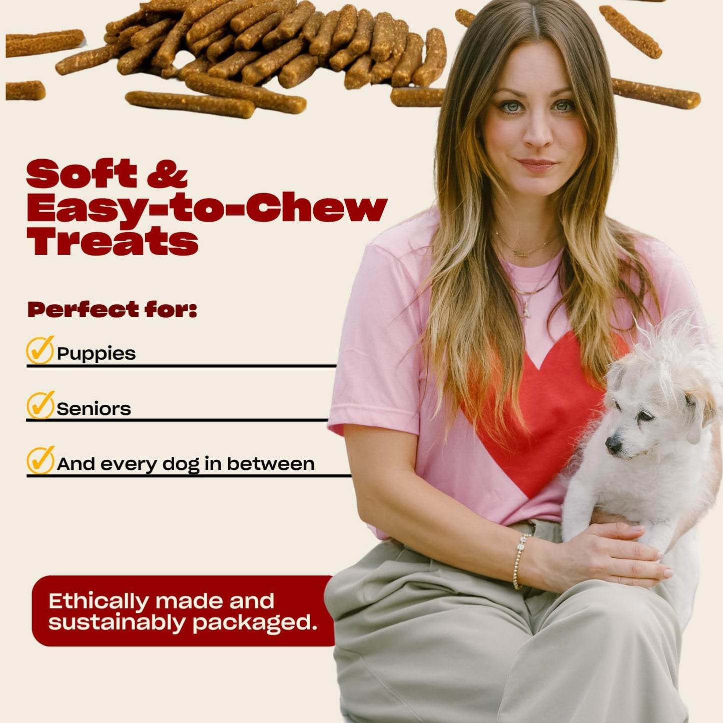 Soft Beef Jerky Dog by Kaley Cuoco, Air Dried, Free Range Beef, 6 Oz