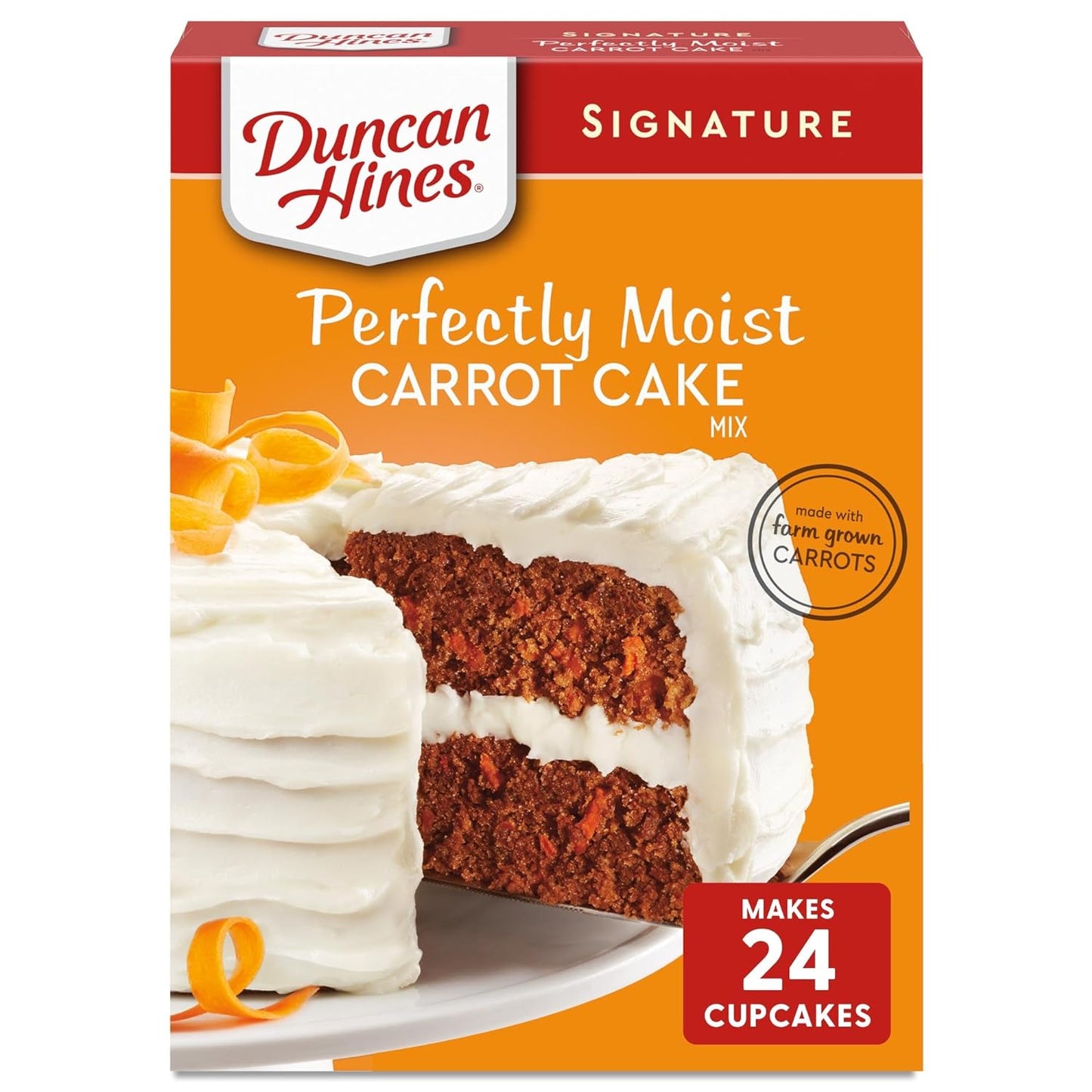 Duncan Hines Signature Carrot Cake Mix, 15.25 oz, Moist and Delicious, Made with Real Carrots, Layer Cake or Cupcakes