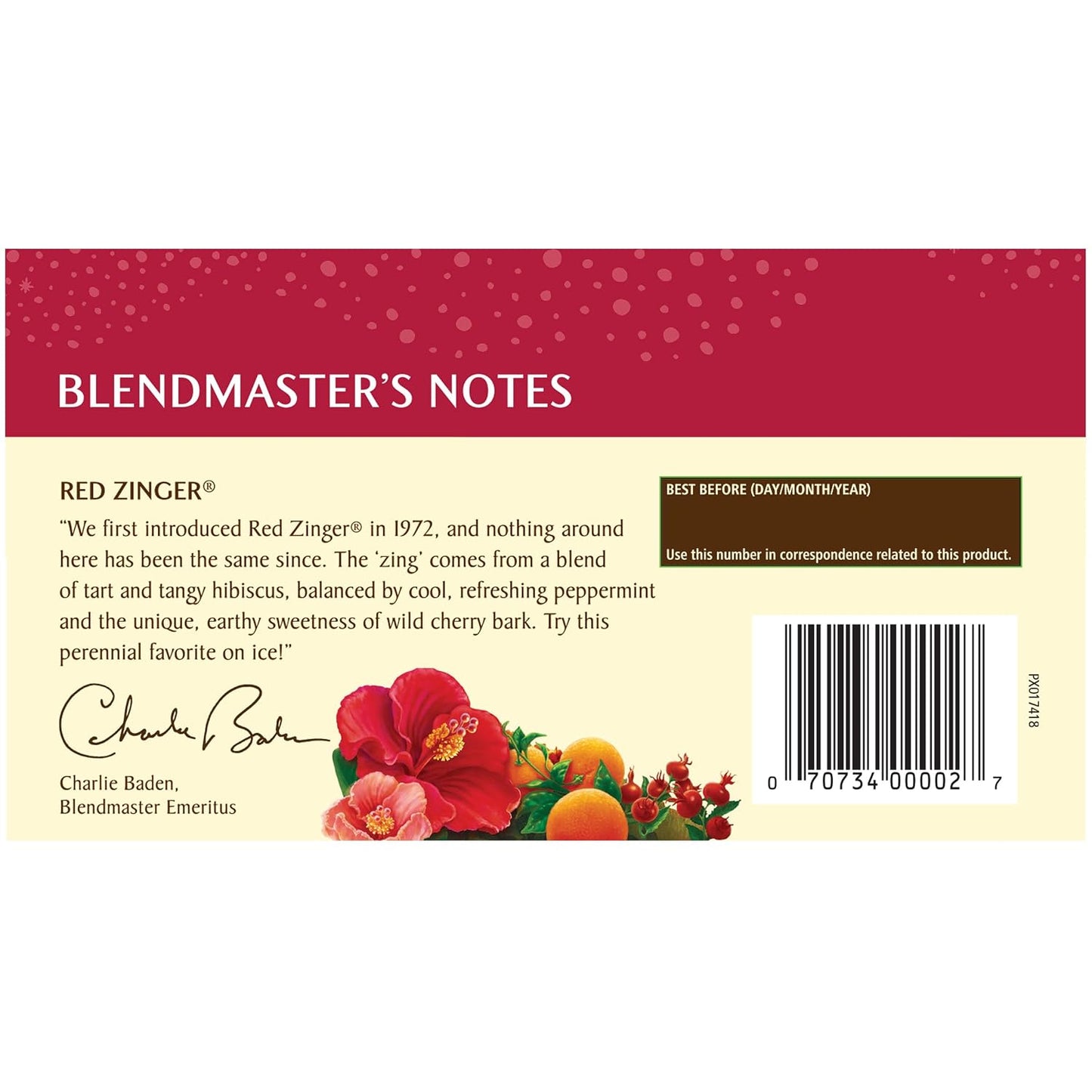 Celestial Seasonings Hibiscus Tea, Red Zinger Herbal Tea, Caffeine Free, 20 Tea Bags