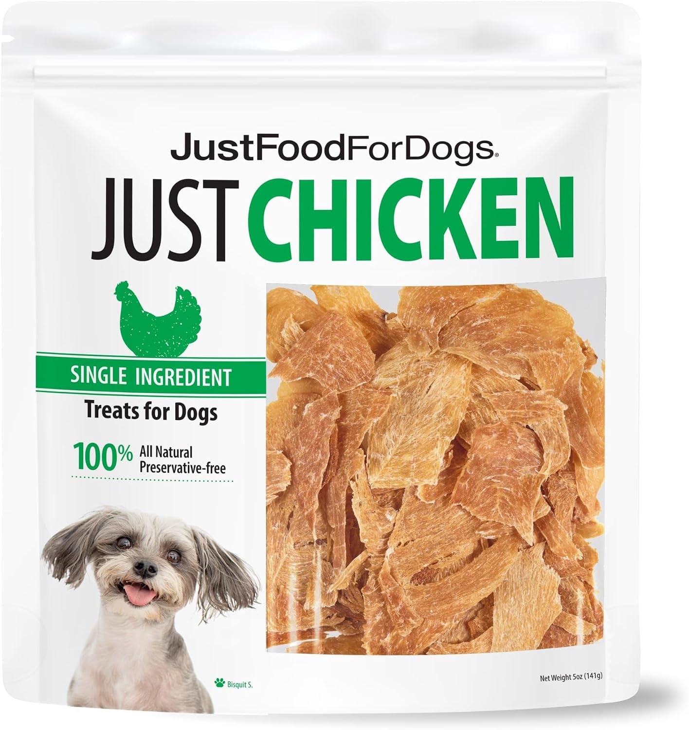 JustFoodForDogs Beef Brisket Dog, Human Grade, Grain Free, Rawhide Free, Low Calorie, 5 oz