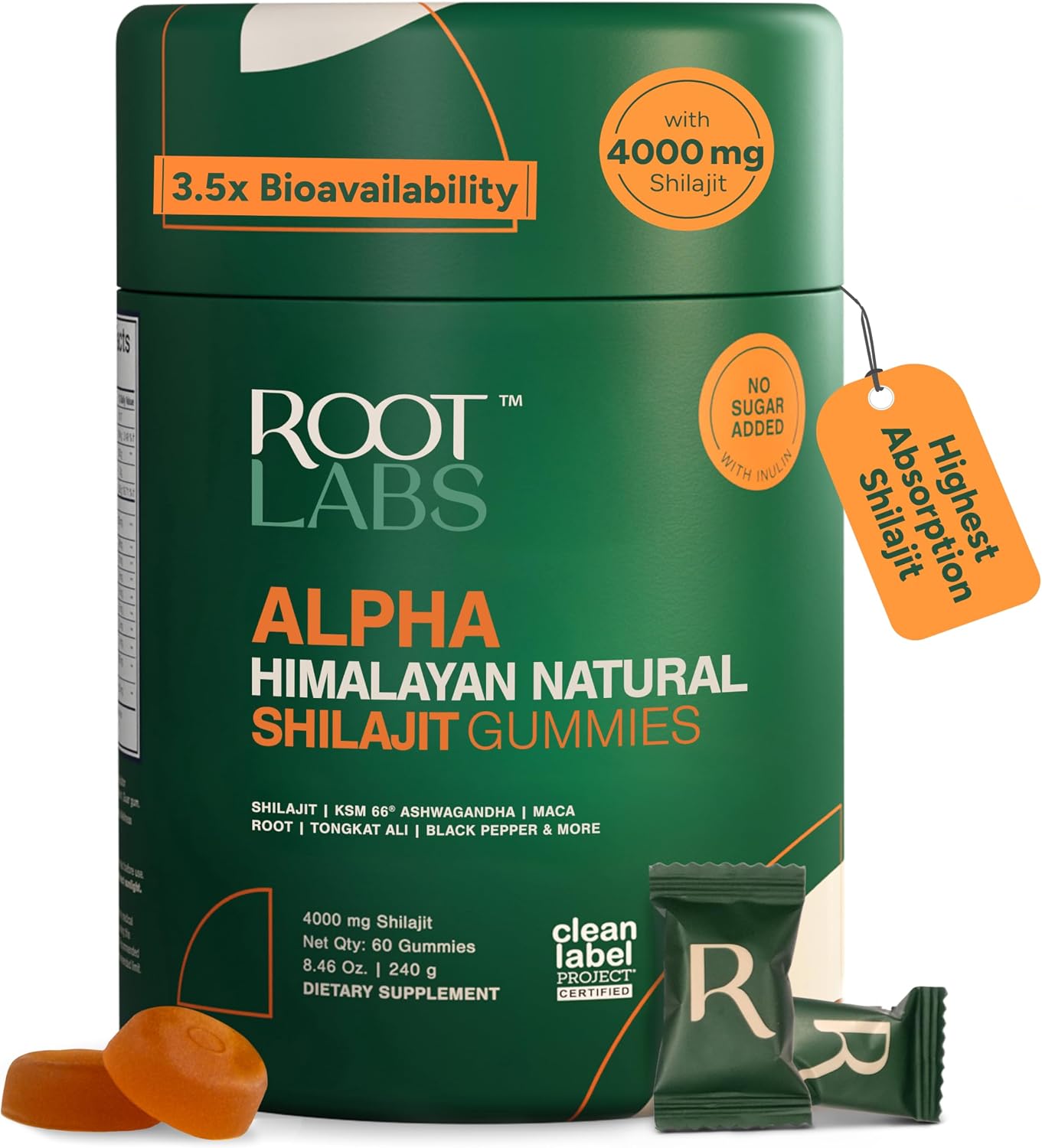 ROOT LABS 10-in-1 Alpha Shilajit Gummies | 4000 mg Pure Himalayan Shilajit with Tongkat Ali & Maca Root | Shilajit for Men & Women | ShilAbsorb Bioavailability Tech | Sugar-Free, Vegan | 60 Gummies