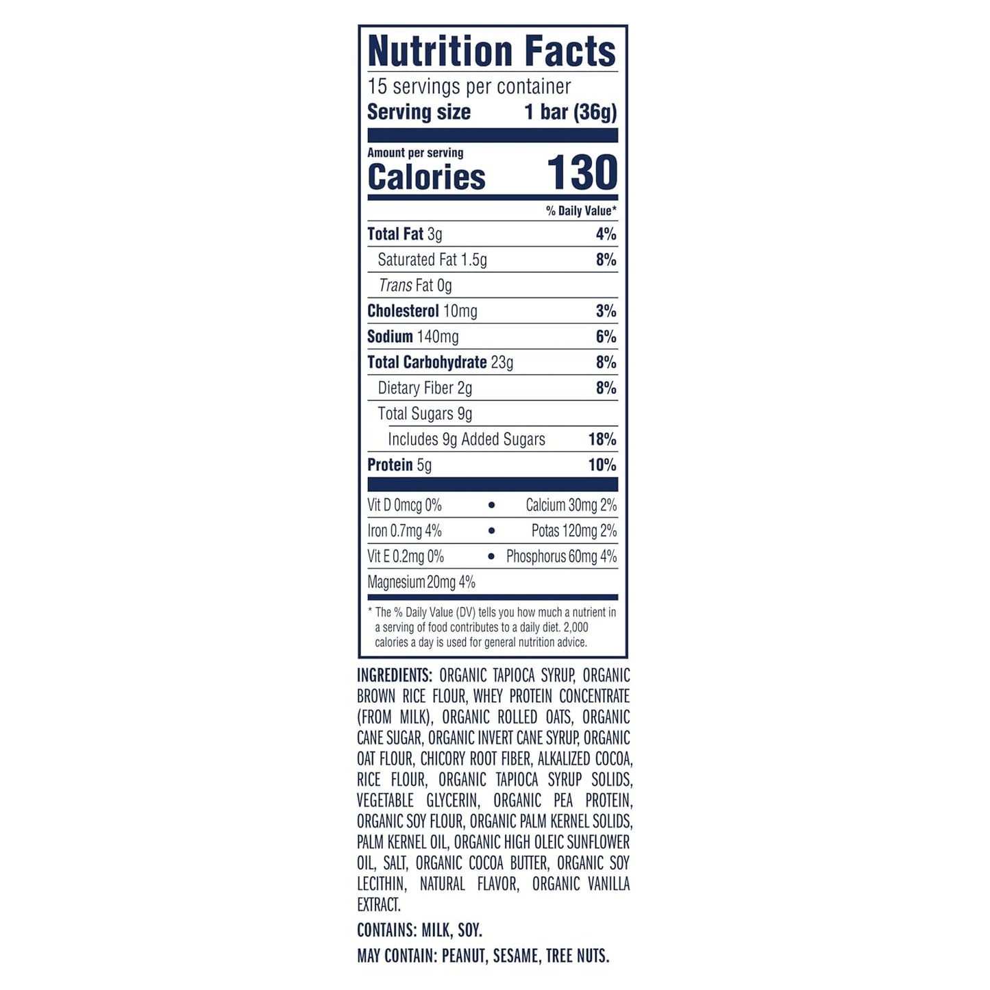 Zbar Protein Cookies 'N Creme Snack Bars Made with Organic Oats Non-GMO Gluten Free