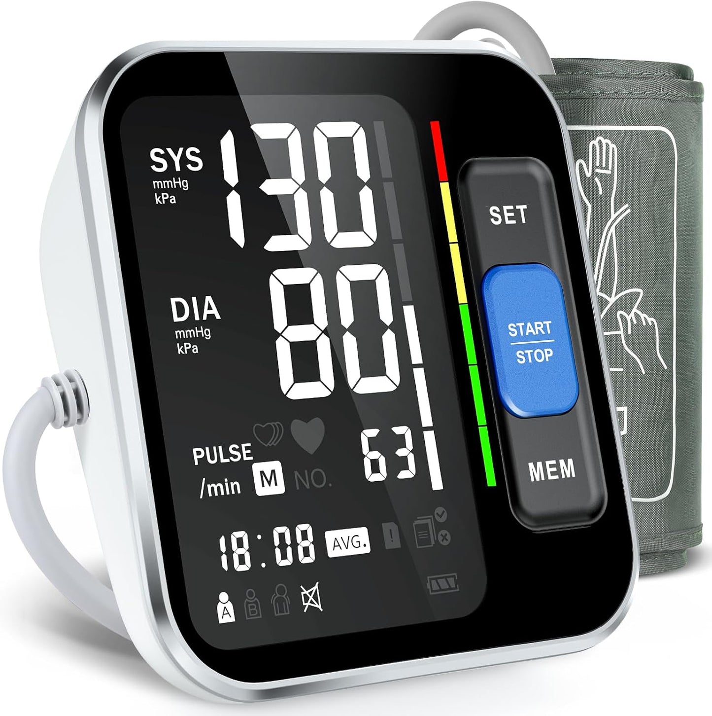 Blood Pressure Monitor Upper Arm, Accurate Cuff 8.7-15.7, Large Backlight Display, 2 Users, 240 Sets Memory, HR Detection