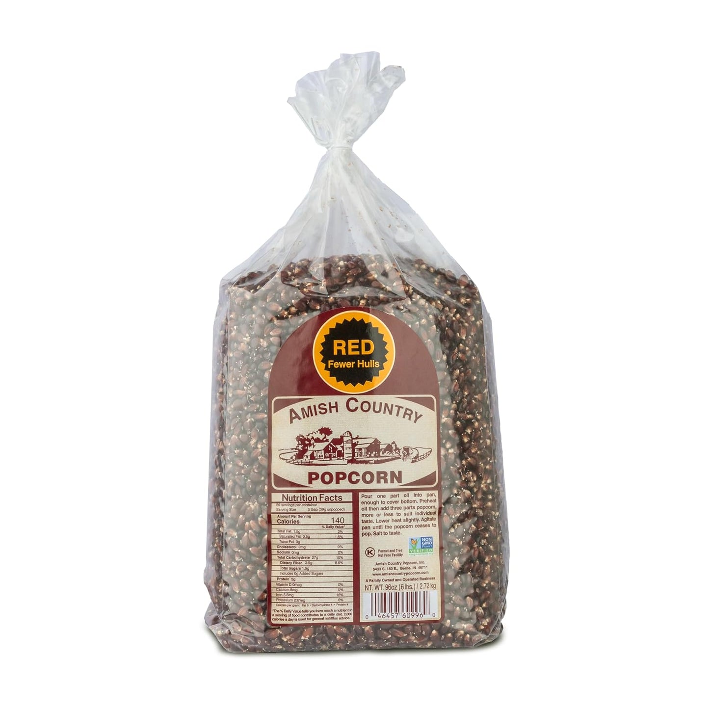 Amish Country Red Popcorn Kernels 6 lbs Bag Non-GMO Gluten Free