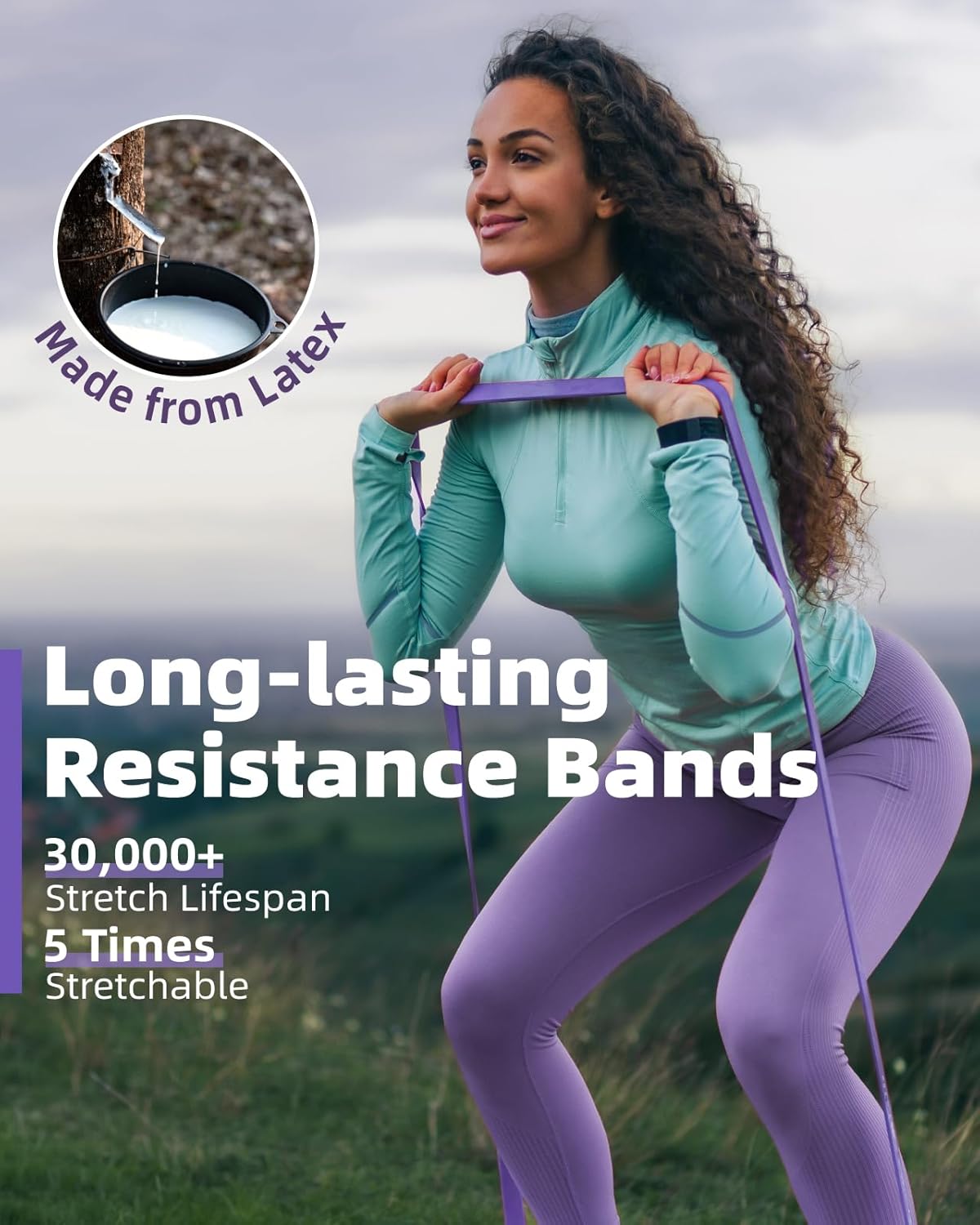 Fitense Resistance Bands Set - Pull Up Bands for Men & Women, 4 Levels, Anchor, Poster & Pouch