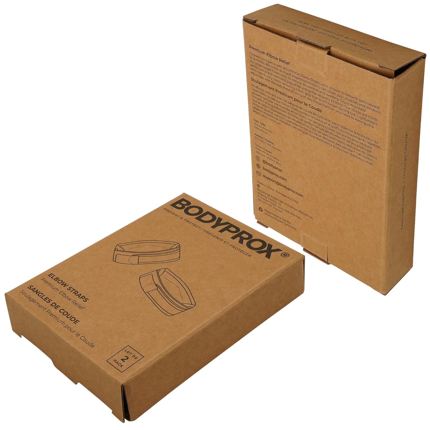 Bodyprox Elbow Brace 2 Pack for Tennis and Golfer's Elbow Pain Relief