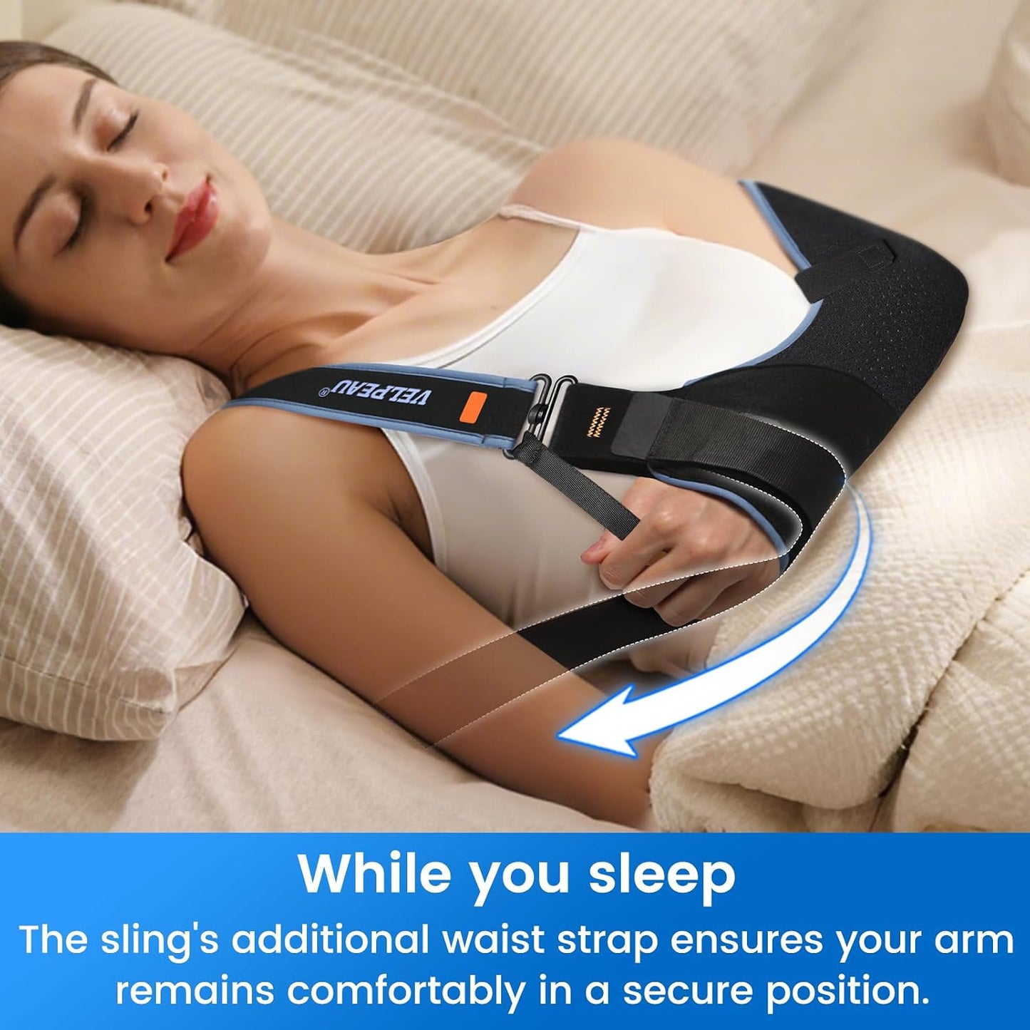 Velpeau Arm Sling Shoulder Immobilizer for Women and Men, Left or Right Arm Support