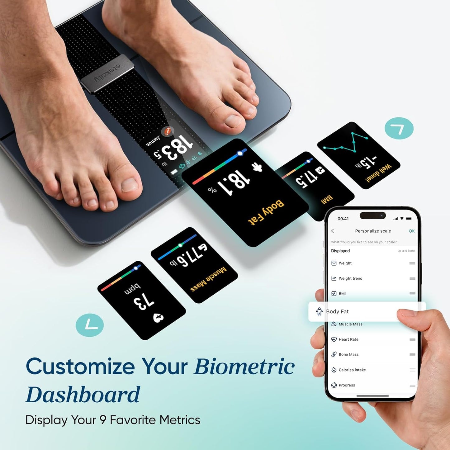 Etekcity Smart Scale: Body Fat, Muscle Mass, BMI, Apple Health