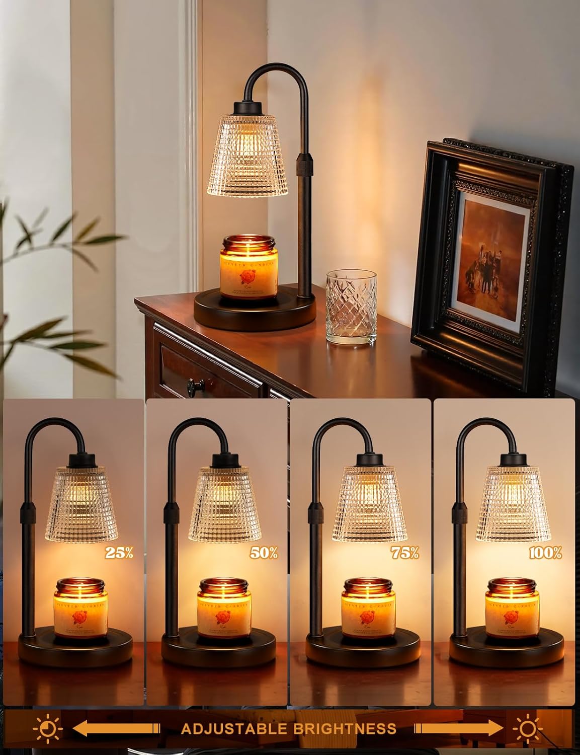 Innqoo Candle Warmer Lamp with Timer Home Decor Birthday Gifts for Women | Dimmable Candle Warmer for Jar Candles, Height Adjustable Wax Melts Warmer, House Warming Gifts New