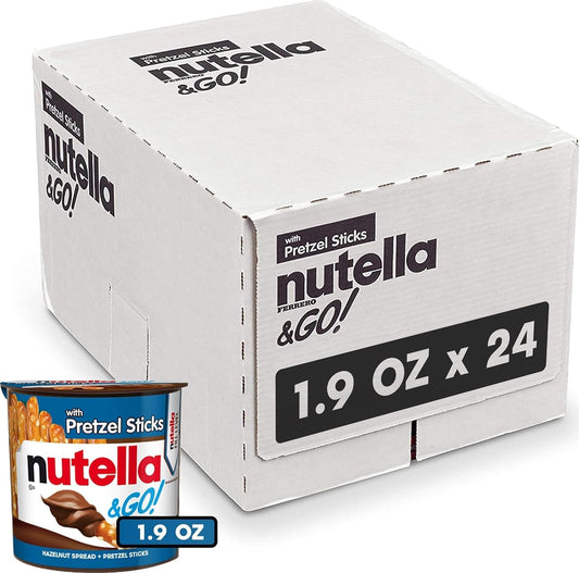 Nutella & GO! Chocolate Hazelnut Spread with Pretzel Sticks, 24 Snack Packs, 1.9 oz Each